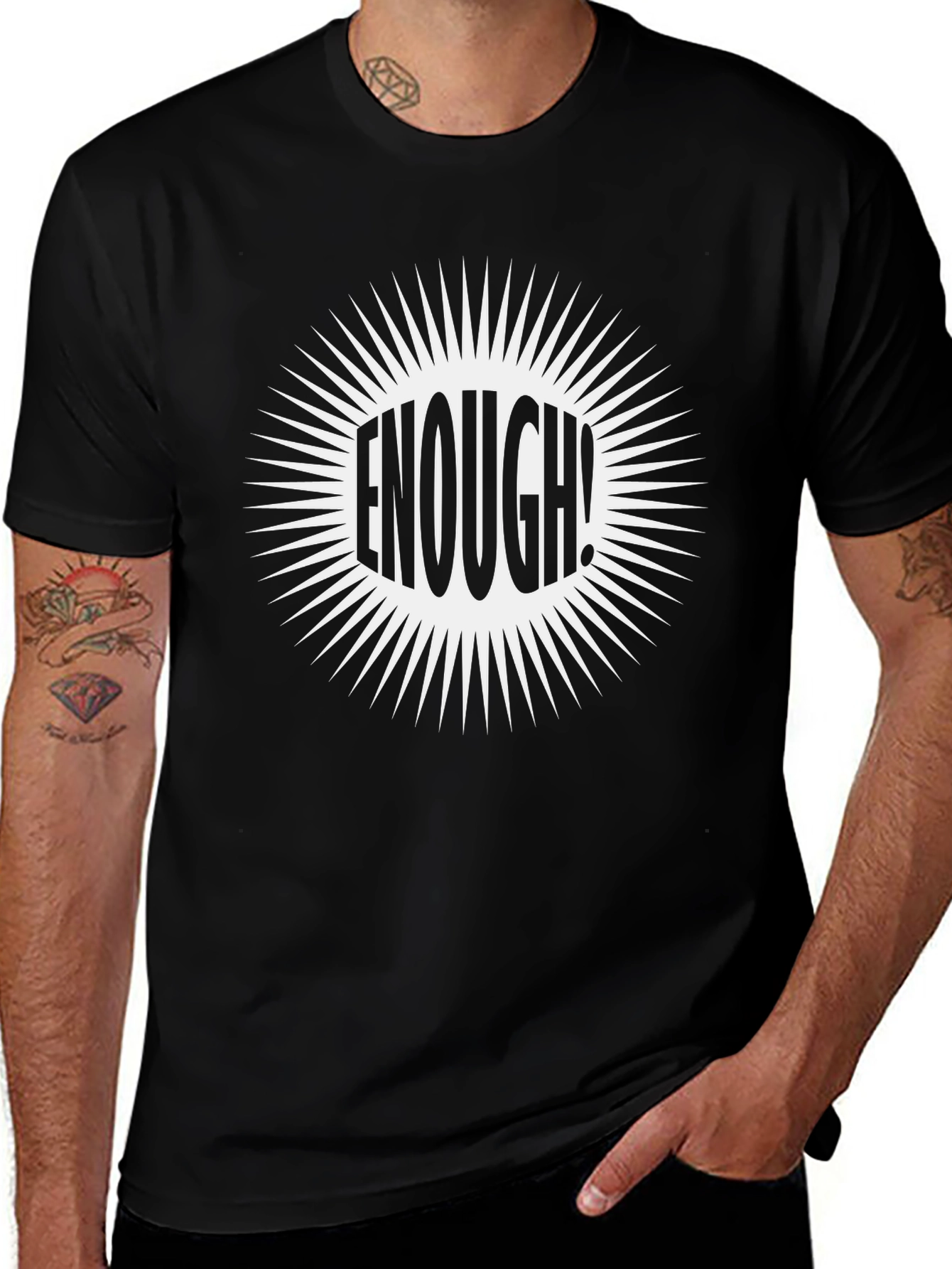 Enough! Graphic Tee - Black Cotton Blend