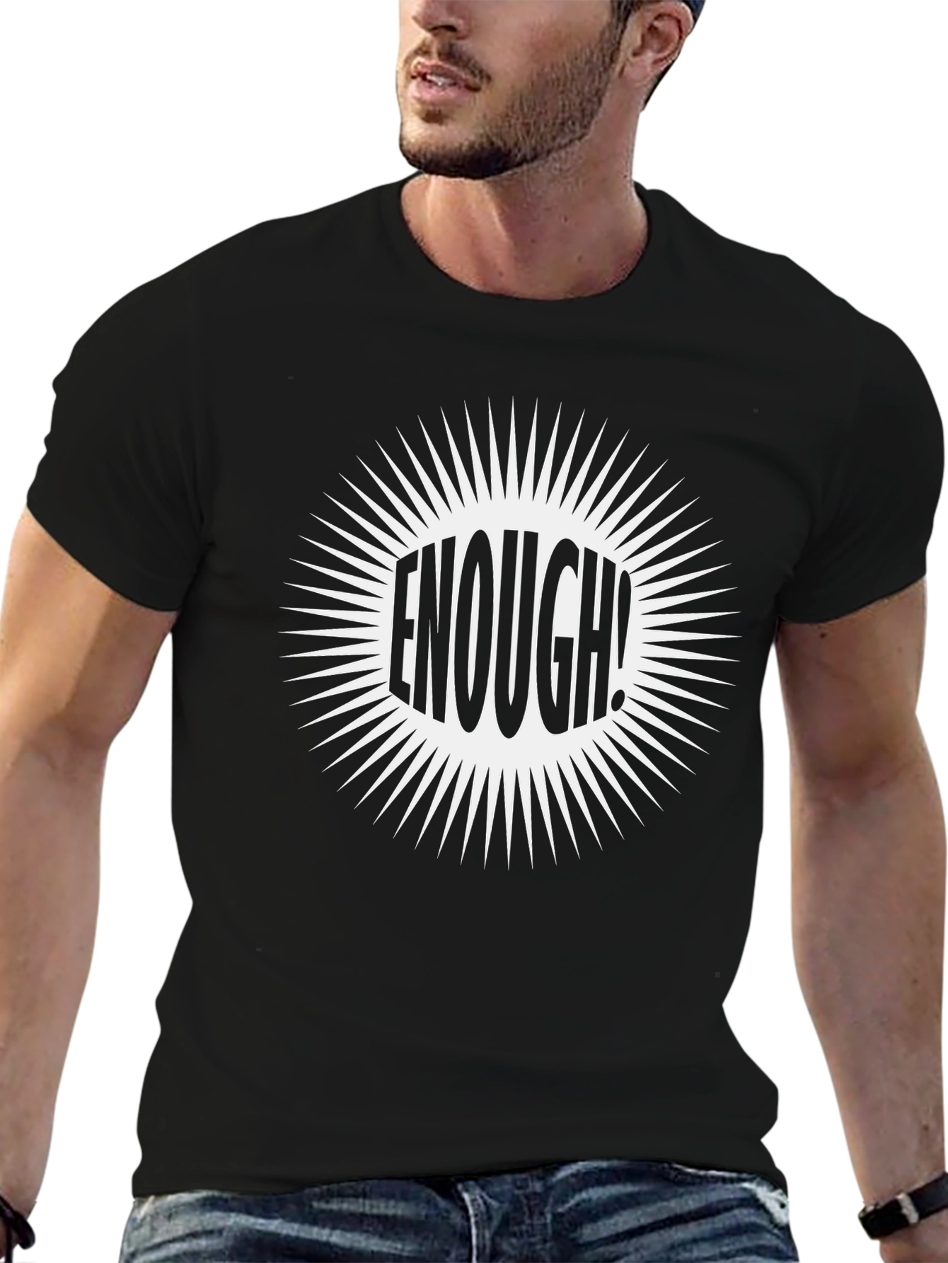 Enough! Graphic Tee - Black Cotton Blend