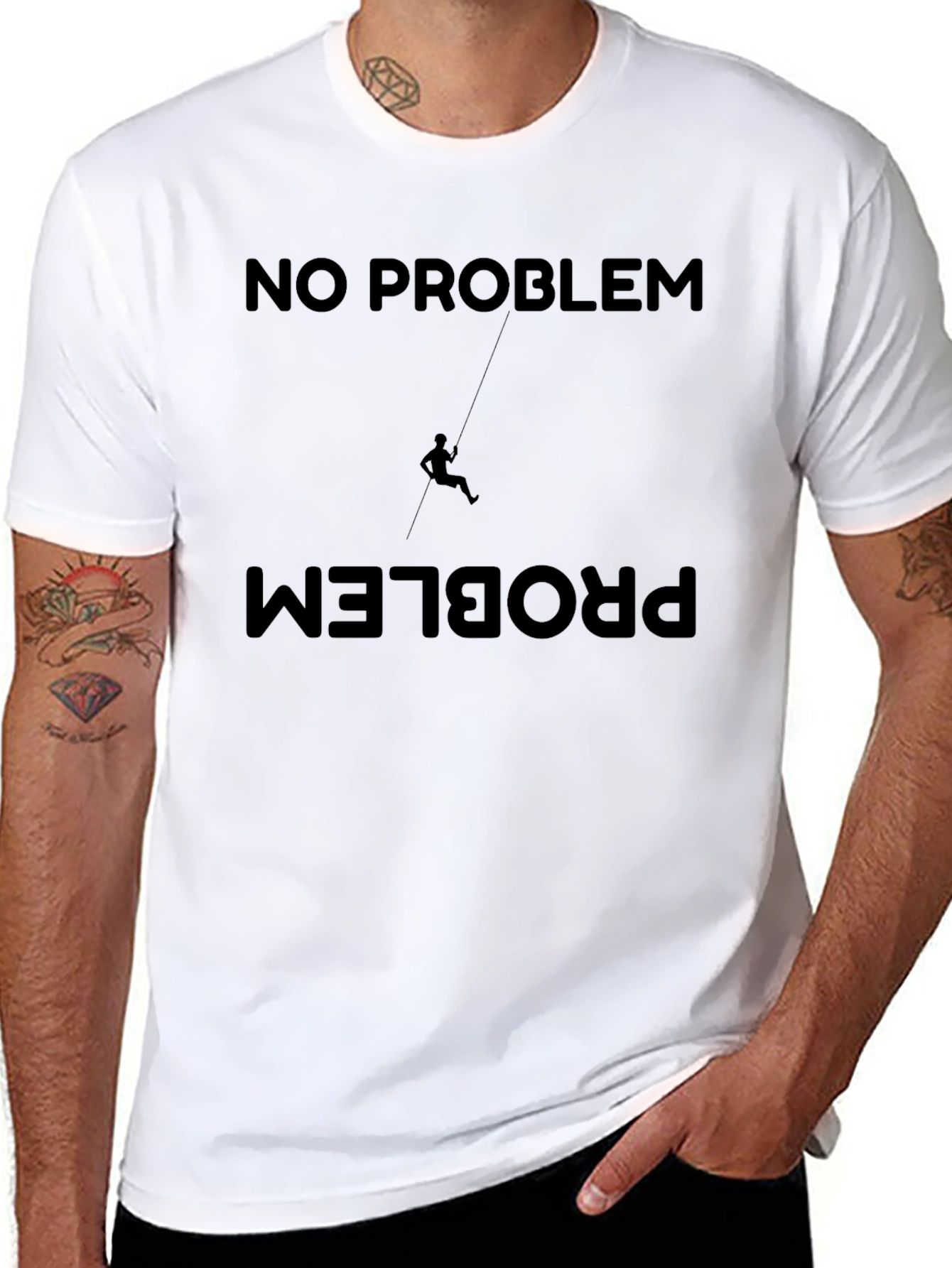No Problem Climber Graphic Tee - Black Cotton Shirt