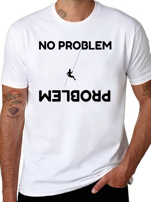 No Problem Climber Graphic Tee - Black Cotton Shirt