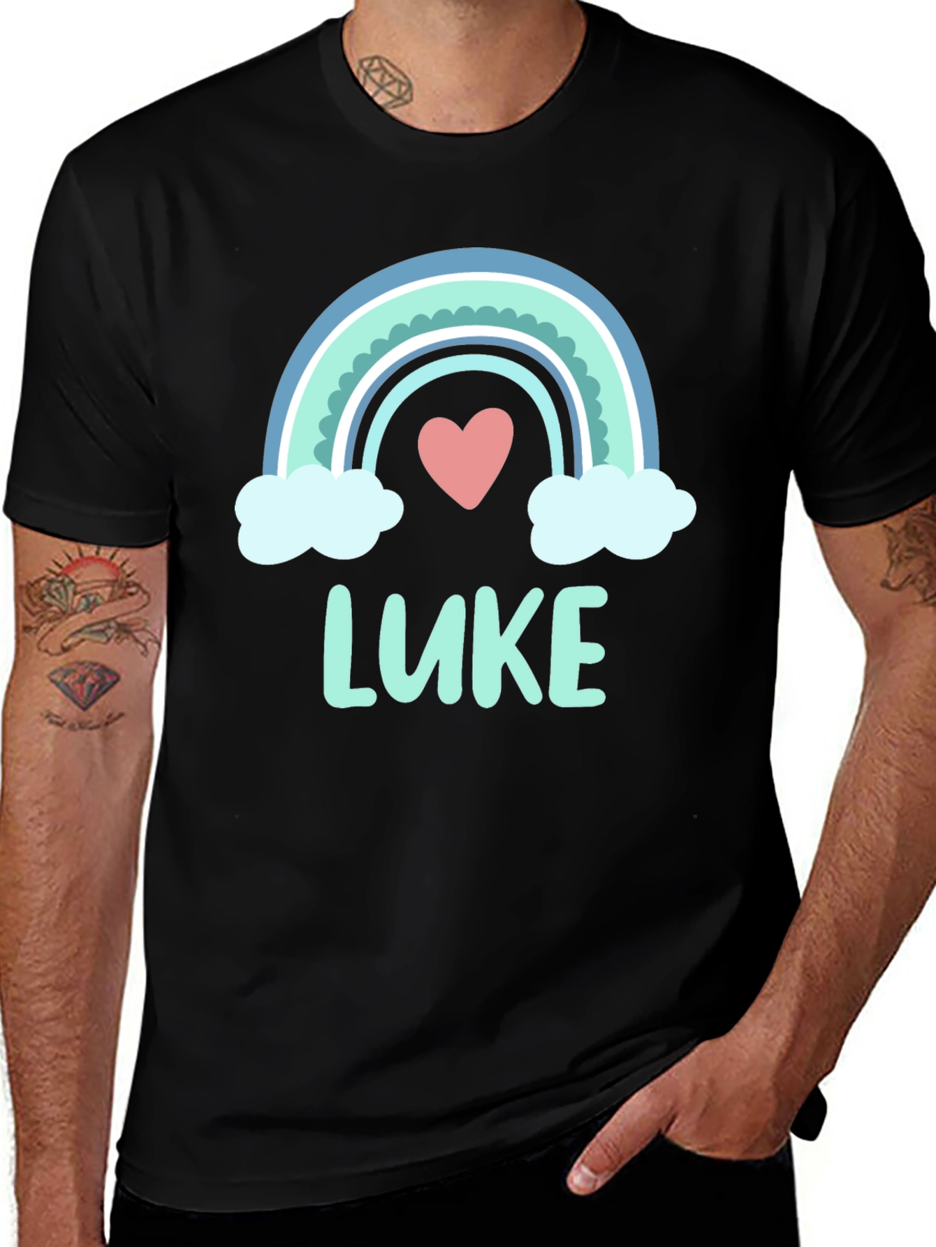 Rainbow Luke Heart Graphic Tee - Trendy Casual Shirt