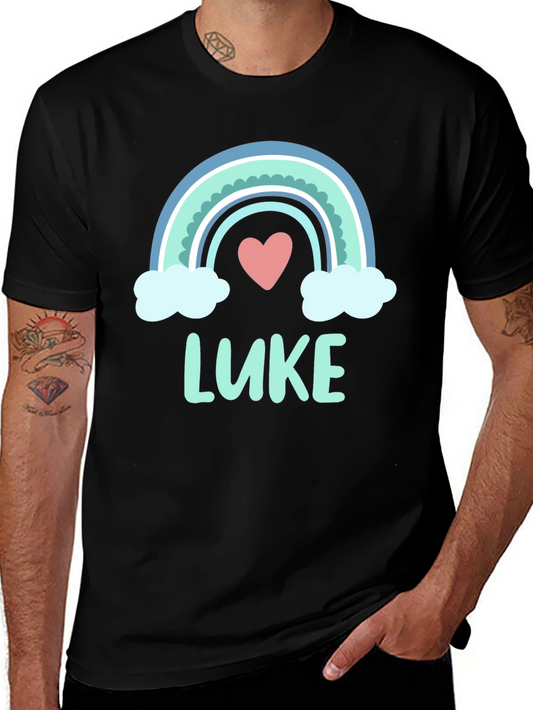 Rainbow Luke Heart Graphic Tee - Trendy Casual Shirt