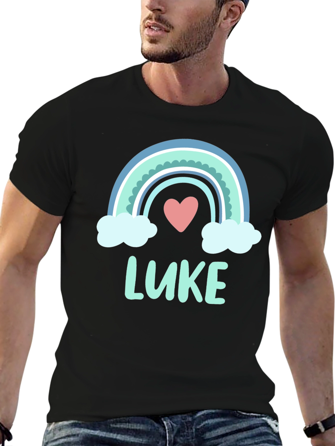 Rainbow Luke Heart Graphic Tee - Trendy Casual Shirt