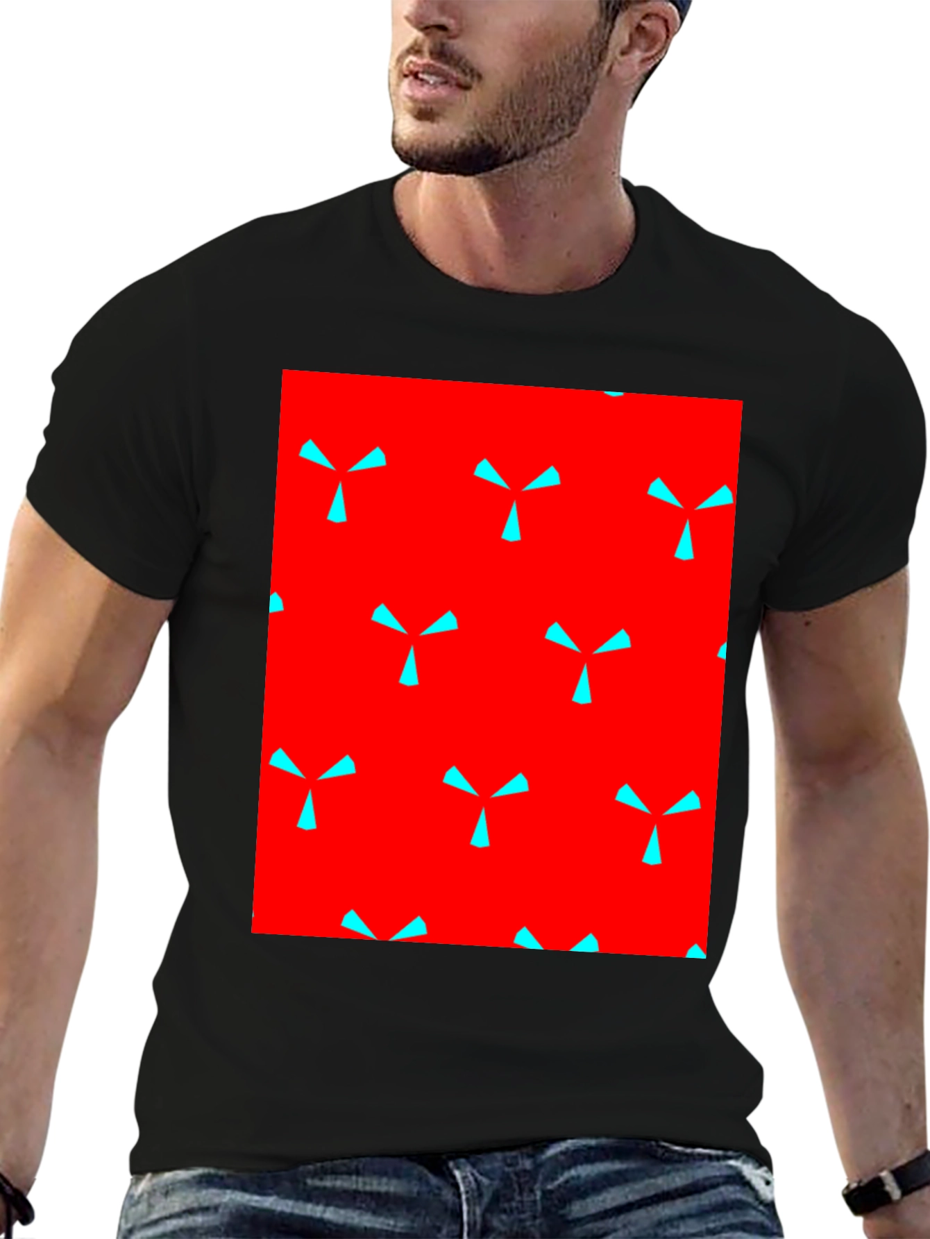 Bold Pattern Tee - Red & Blue Design