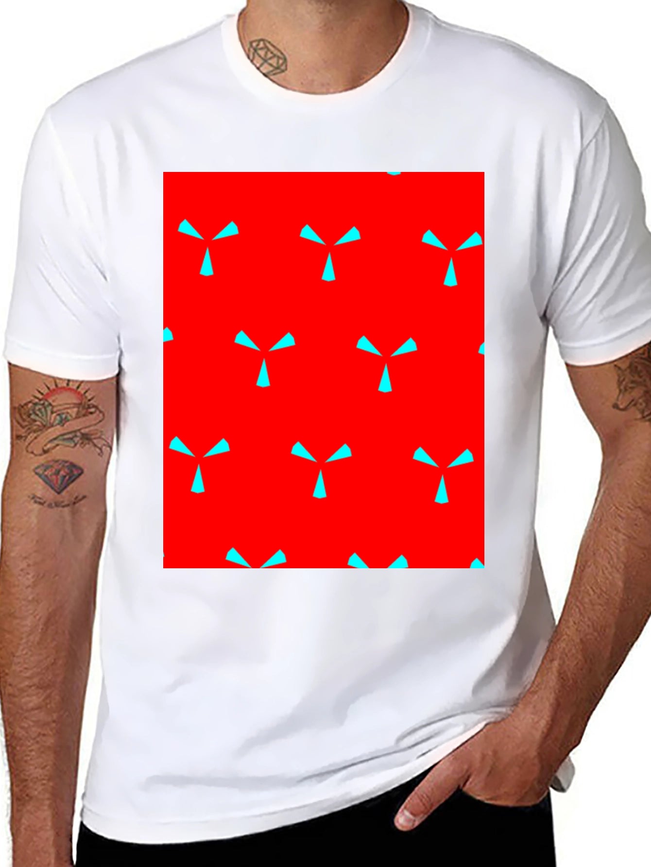 Bold Pattern Tee - Red & Blue Design