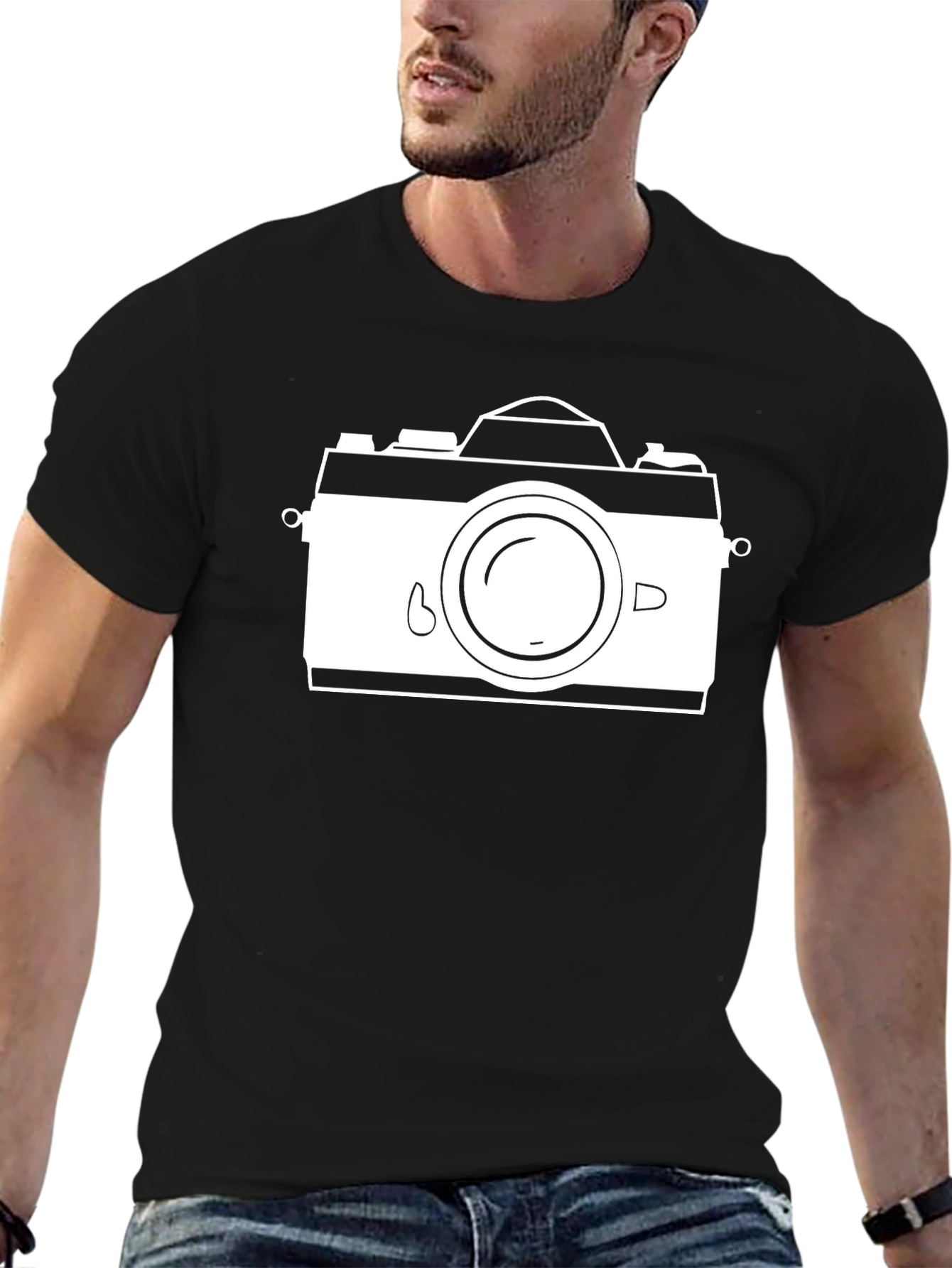 Camera Graphic Black T-Shirt - Stylish Photo Tee