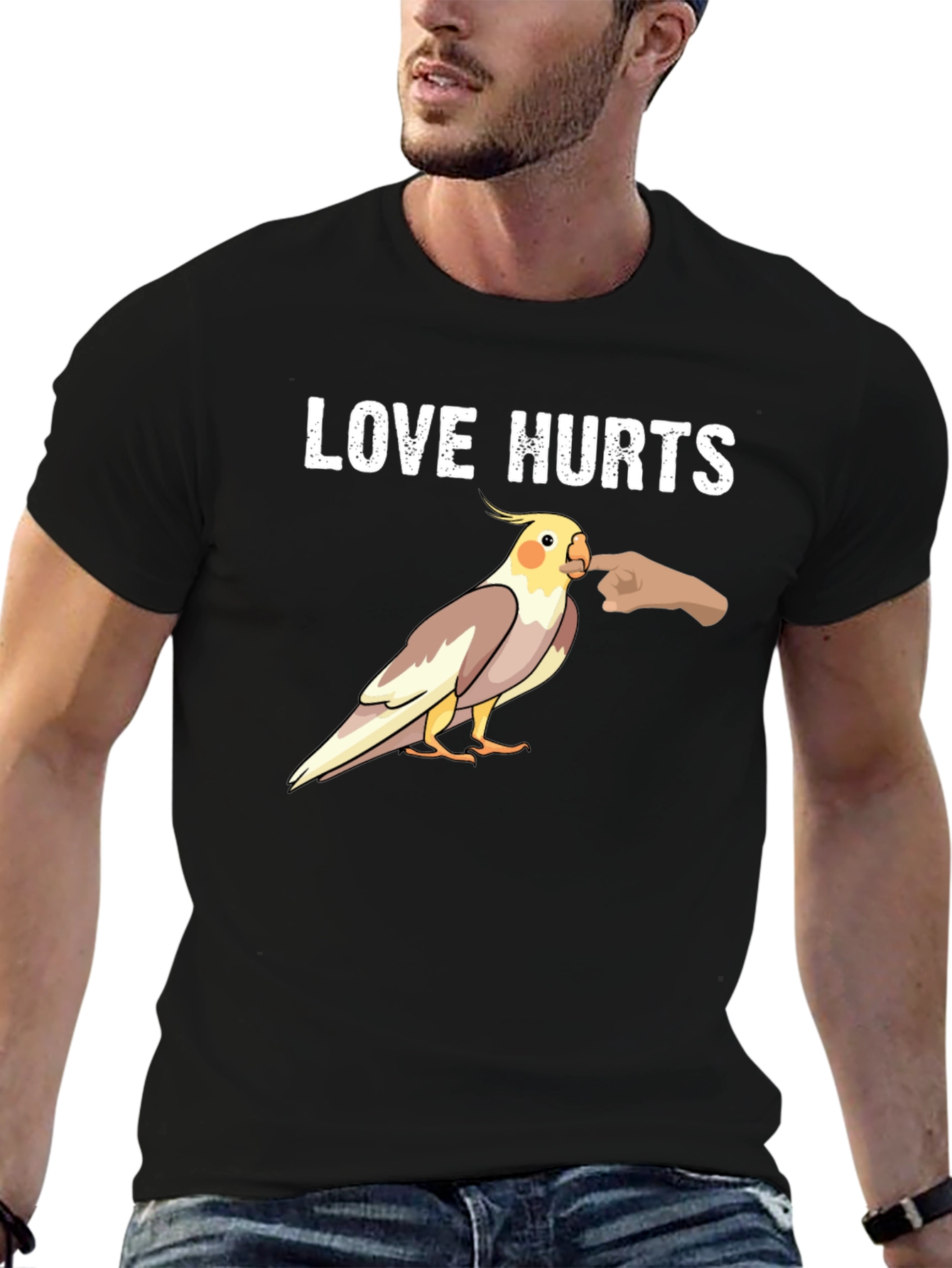 Love Hurts Cockatiel T-Shirt - Bird Lover Tee