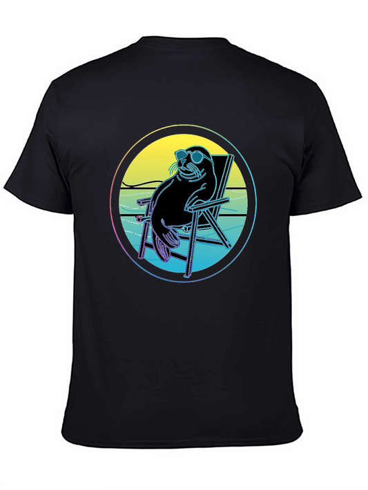 Relaxed Seal in Shades Graphic Tee - Black Cotton Shirt
