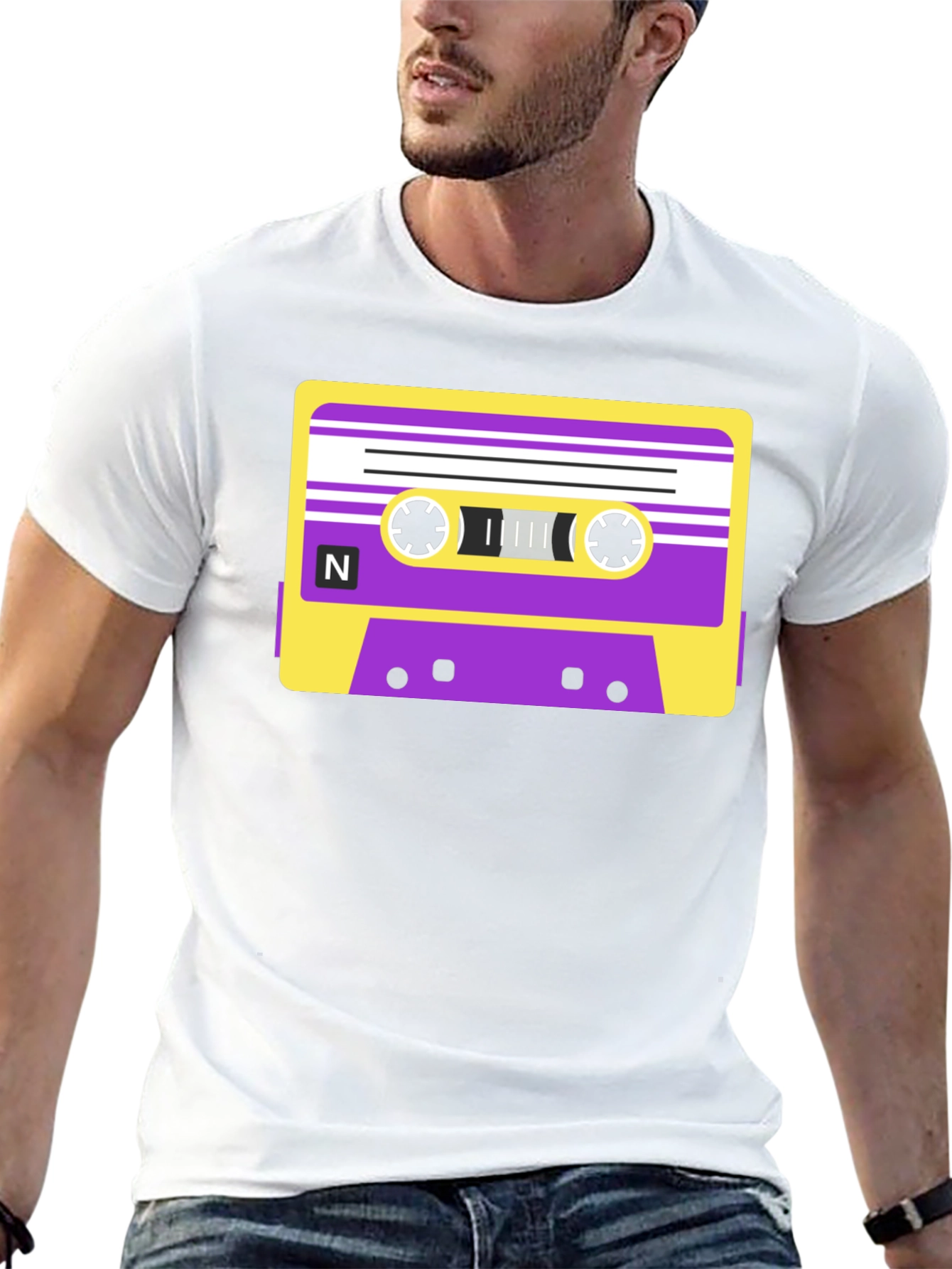 Retro Cassette Tape Graphic T-Shirt - Black