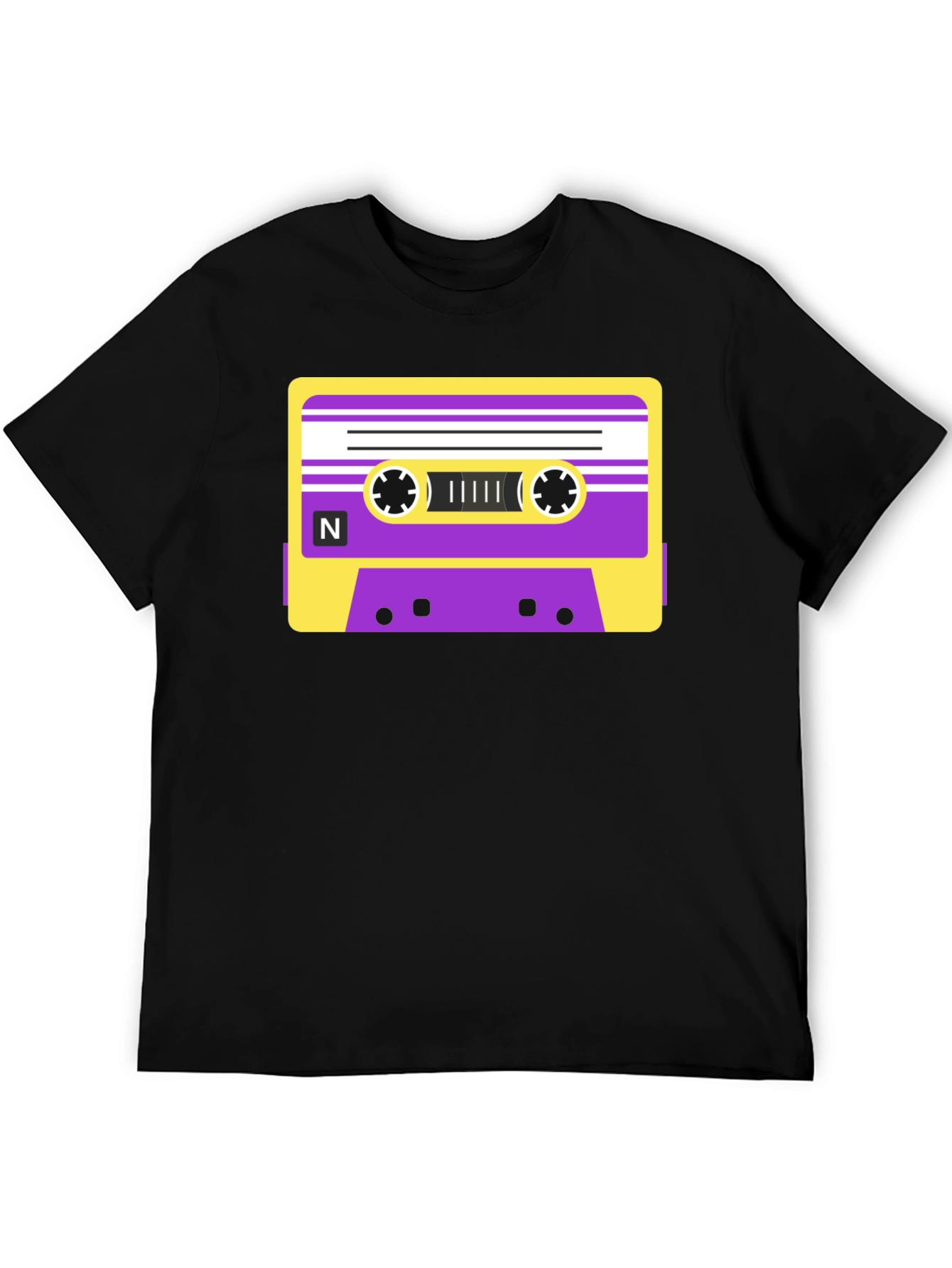 Retro Cassette Tape Graphic T-Shirt - Black