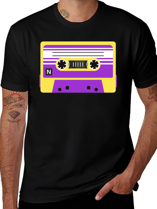 Retro Cassette Tape Graphic T-Shirt - Black