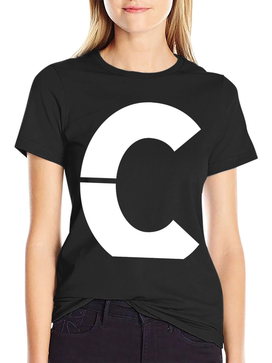 Modern Geometric C Graphic Tee - Bold Black T-Shirt