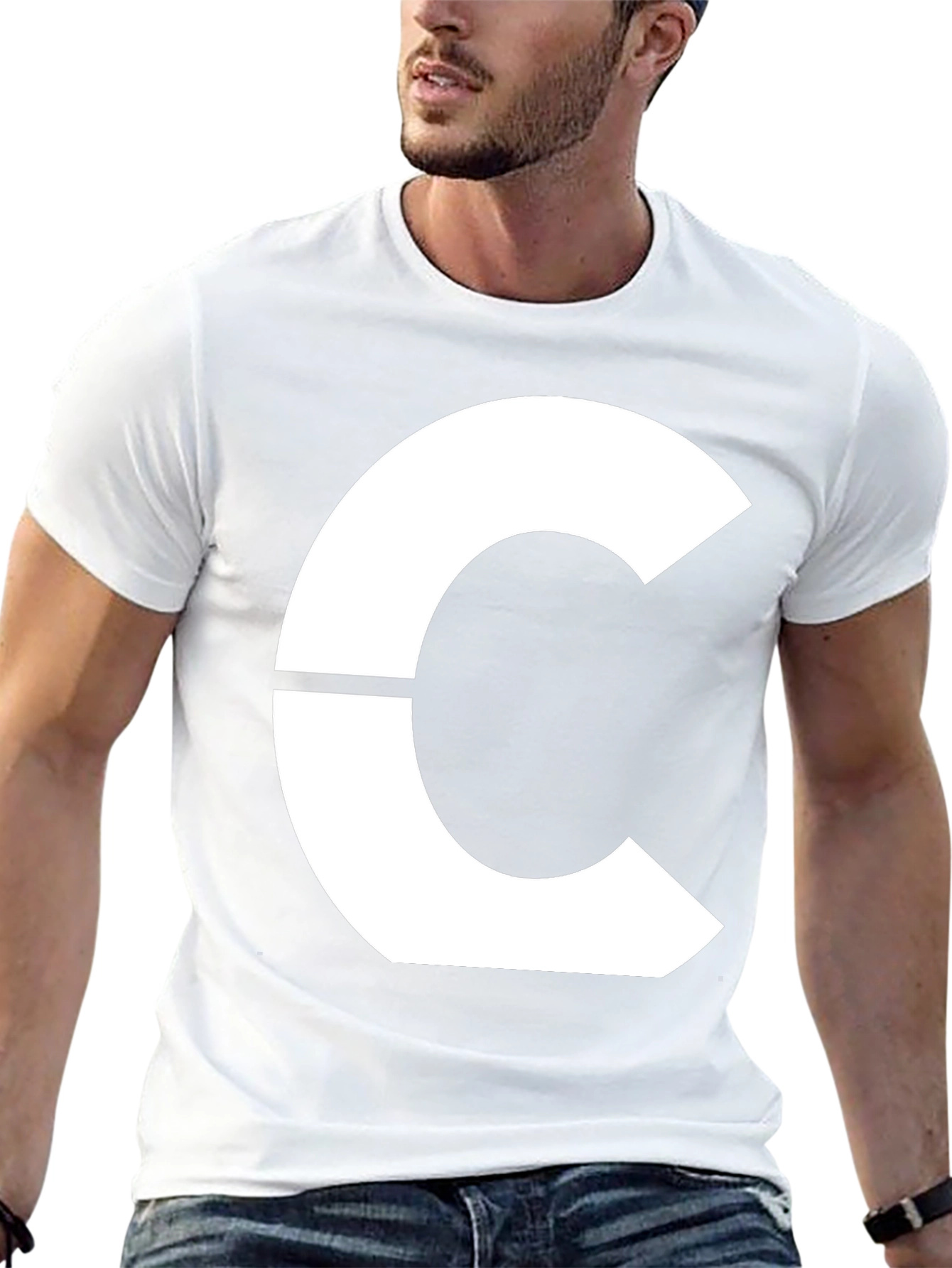 Modern Geometric C Graphic Tee - Bold Black T-Shirt