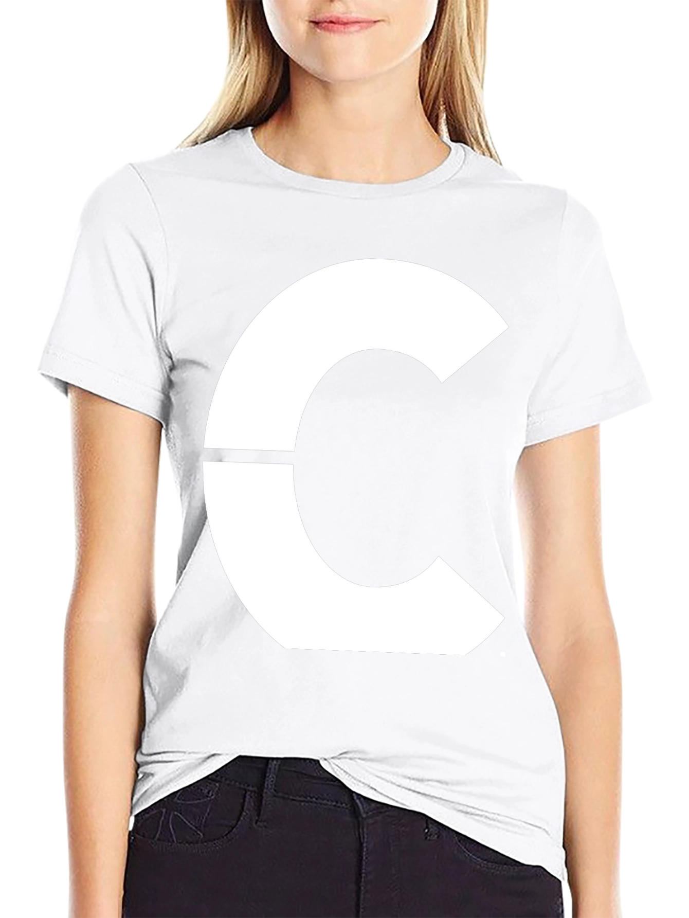 Modern Geometric C Graphic Tee - Bold Black T-Shirt