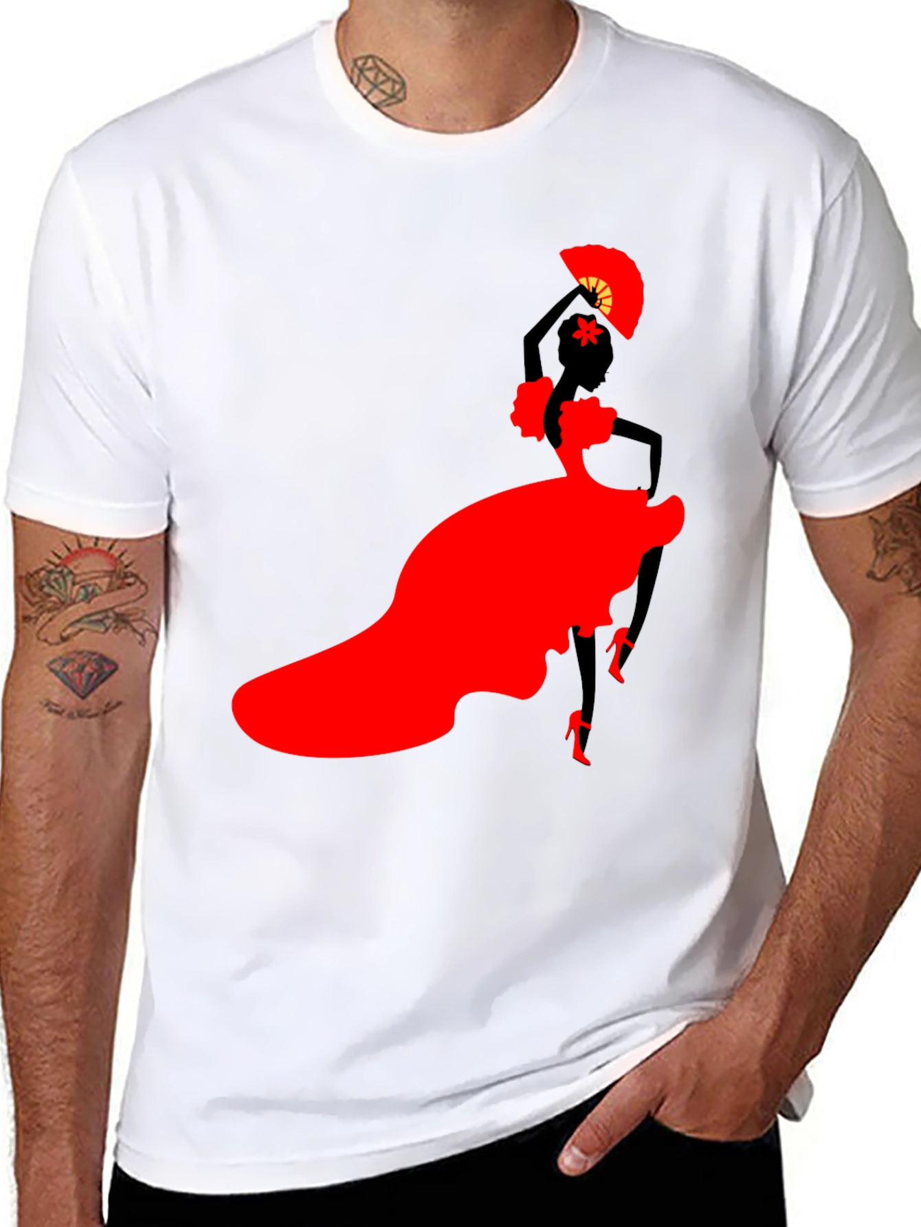 Flamenco Dancer Graphic Tee - Stylish Silhouette Shirt