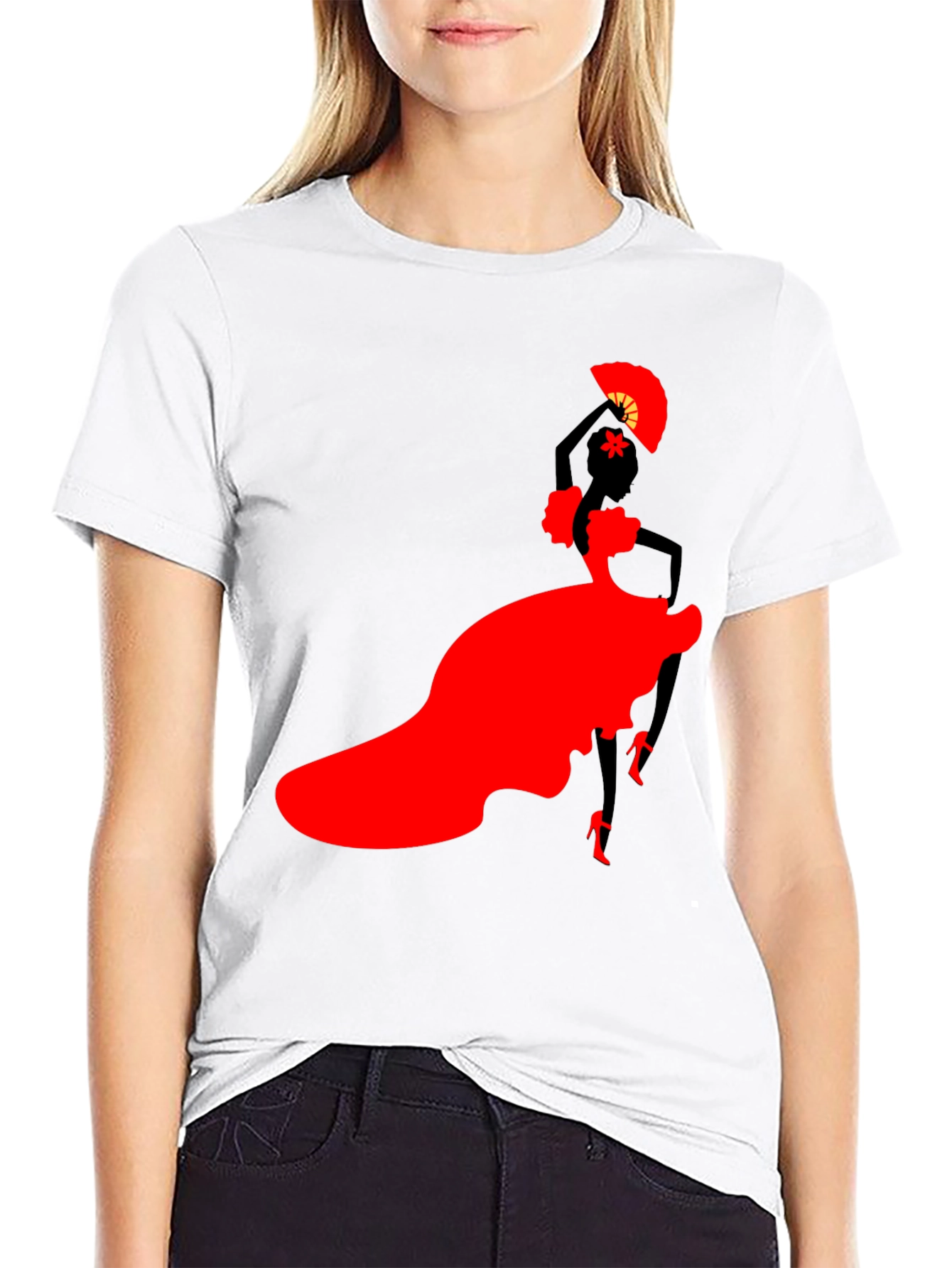 Flamenco Dancer Graphic Tee - Stylish Silhouette Shirt