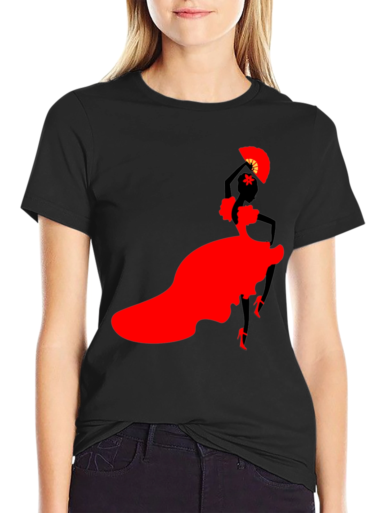 Flamenco Dancer Graphic Tee - Stylish Silhouette Shirt
