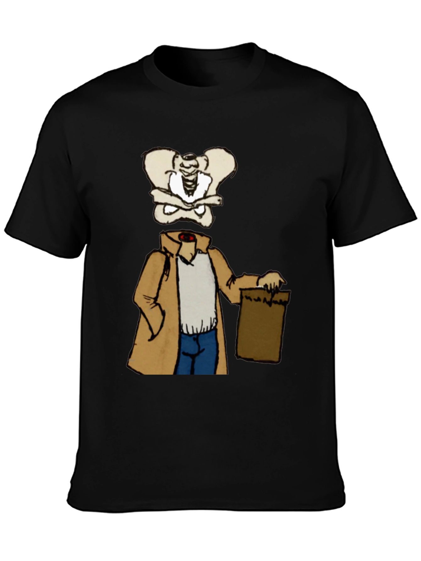 Bone Head in Trench Coat Black T-Shirt