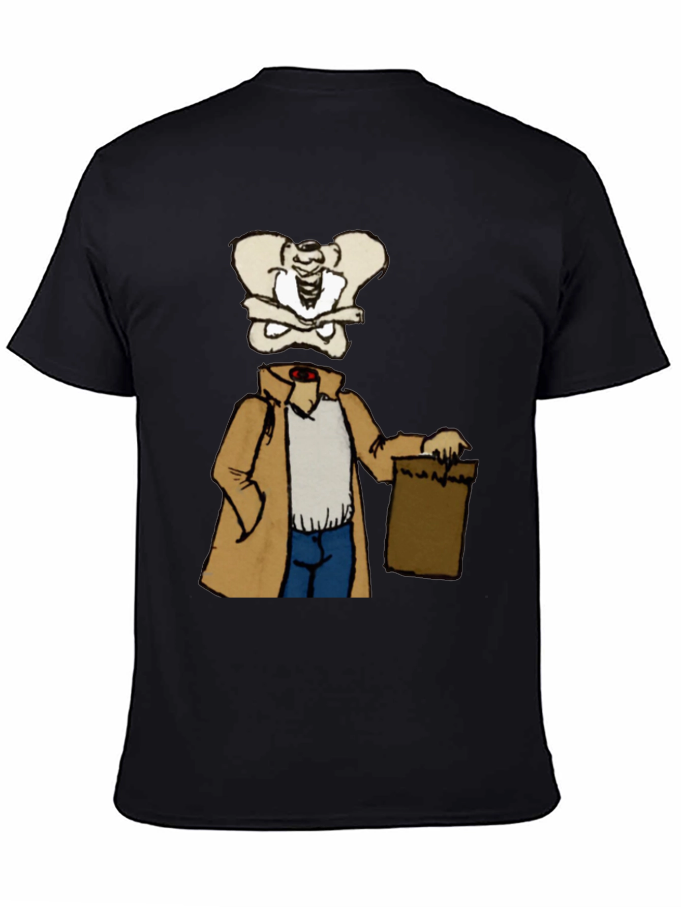 Bone Head in Trench Coat Black T-Shirt