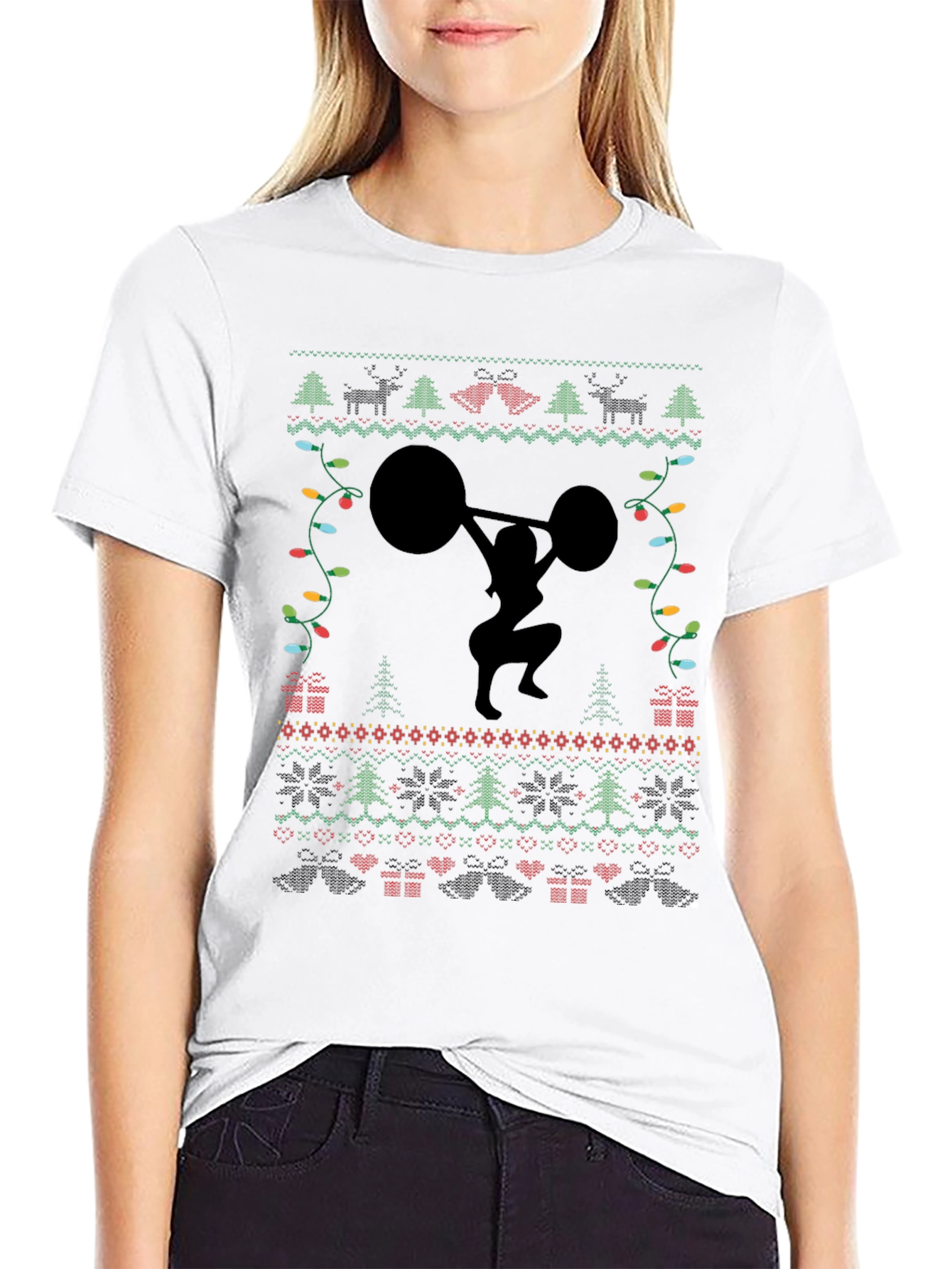 Weightlifting Ugly Christmas Sweater T-Shirt