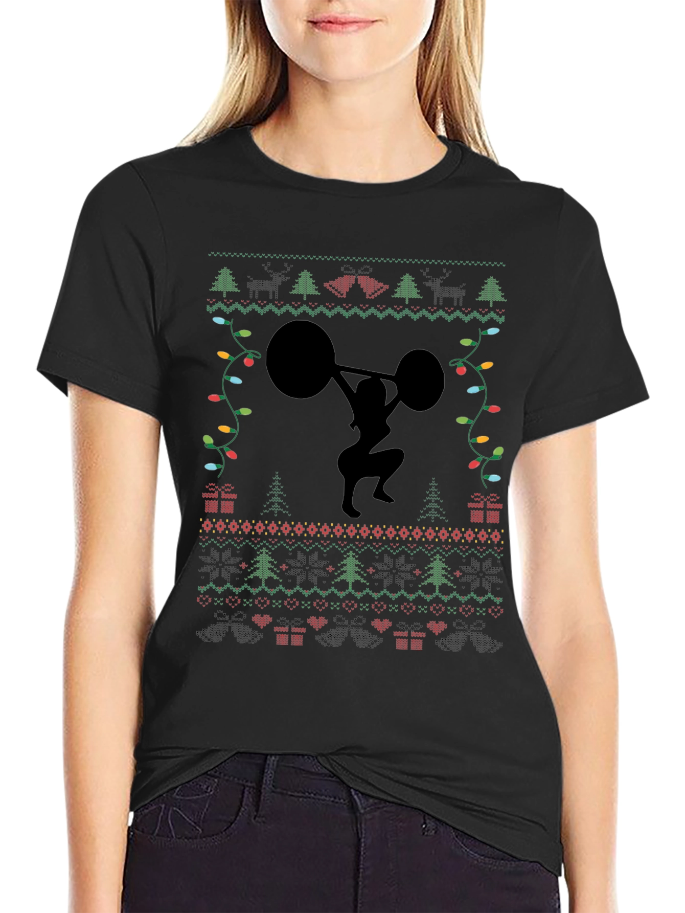 Weightlifting Ugly Christmas Sweater T-Shirt
