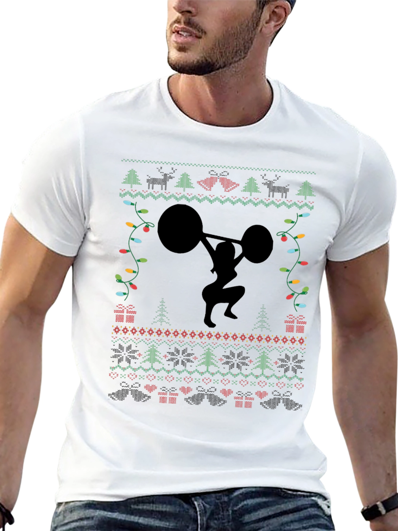 Weightlifting Ugly Christmas Sweater T-Shirt