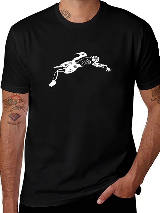 Skeleton Football Player Graphic T-Shirt