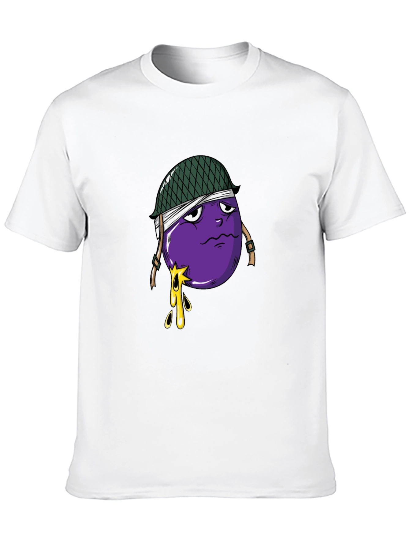 Eggplant Soldier Graphic Tee - Black Cotton T-Shirt