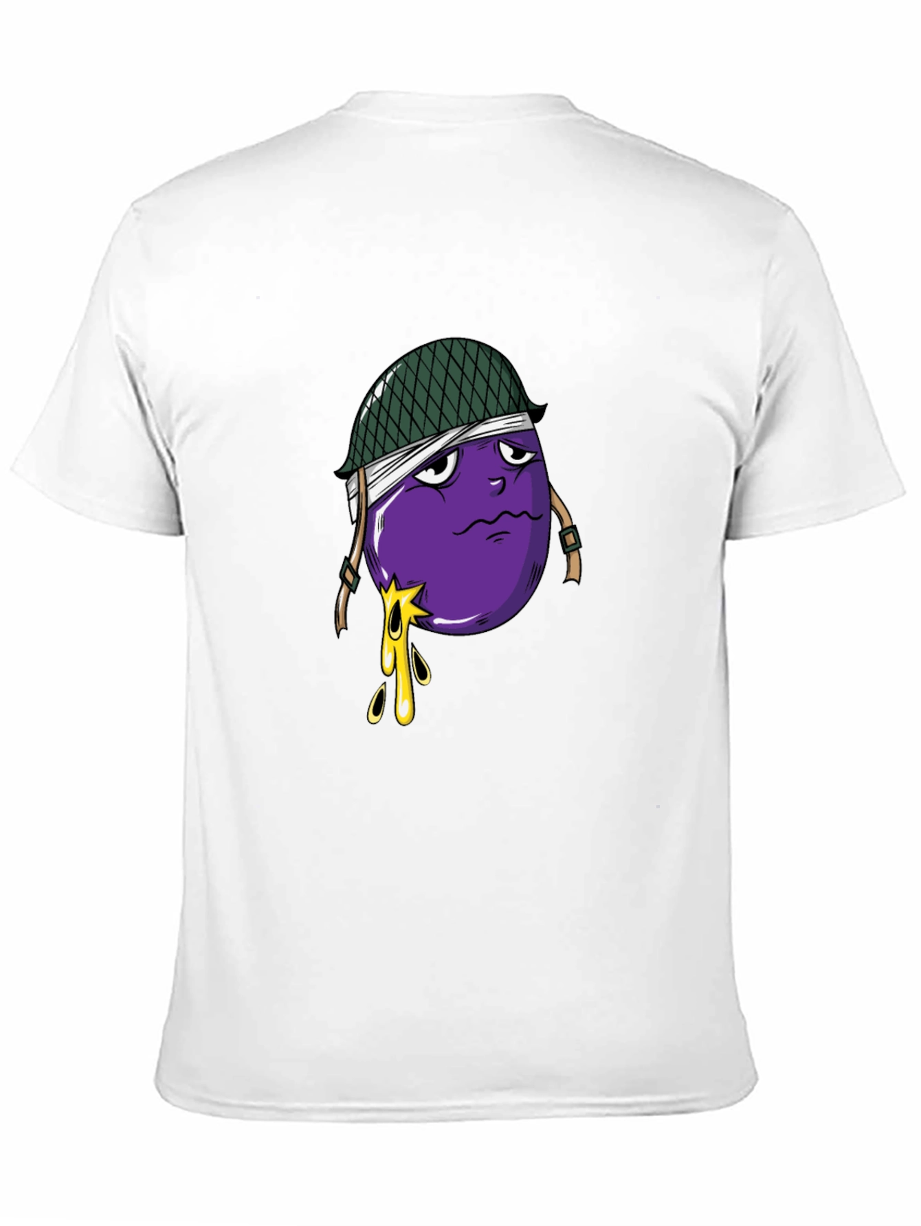Eggplant Soldier Graphic Tee - Black Cotton T-Shirt