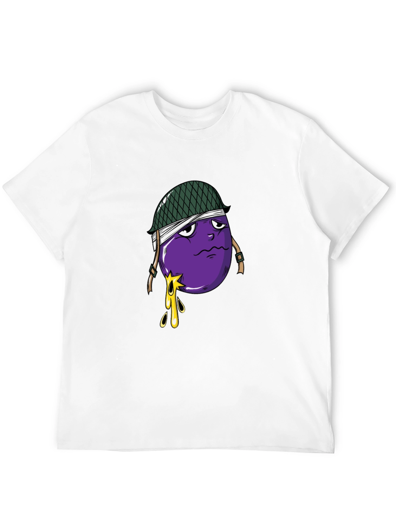 Eggplant Soldier Graphic Tee - Black Cotton T-Shirt