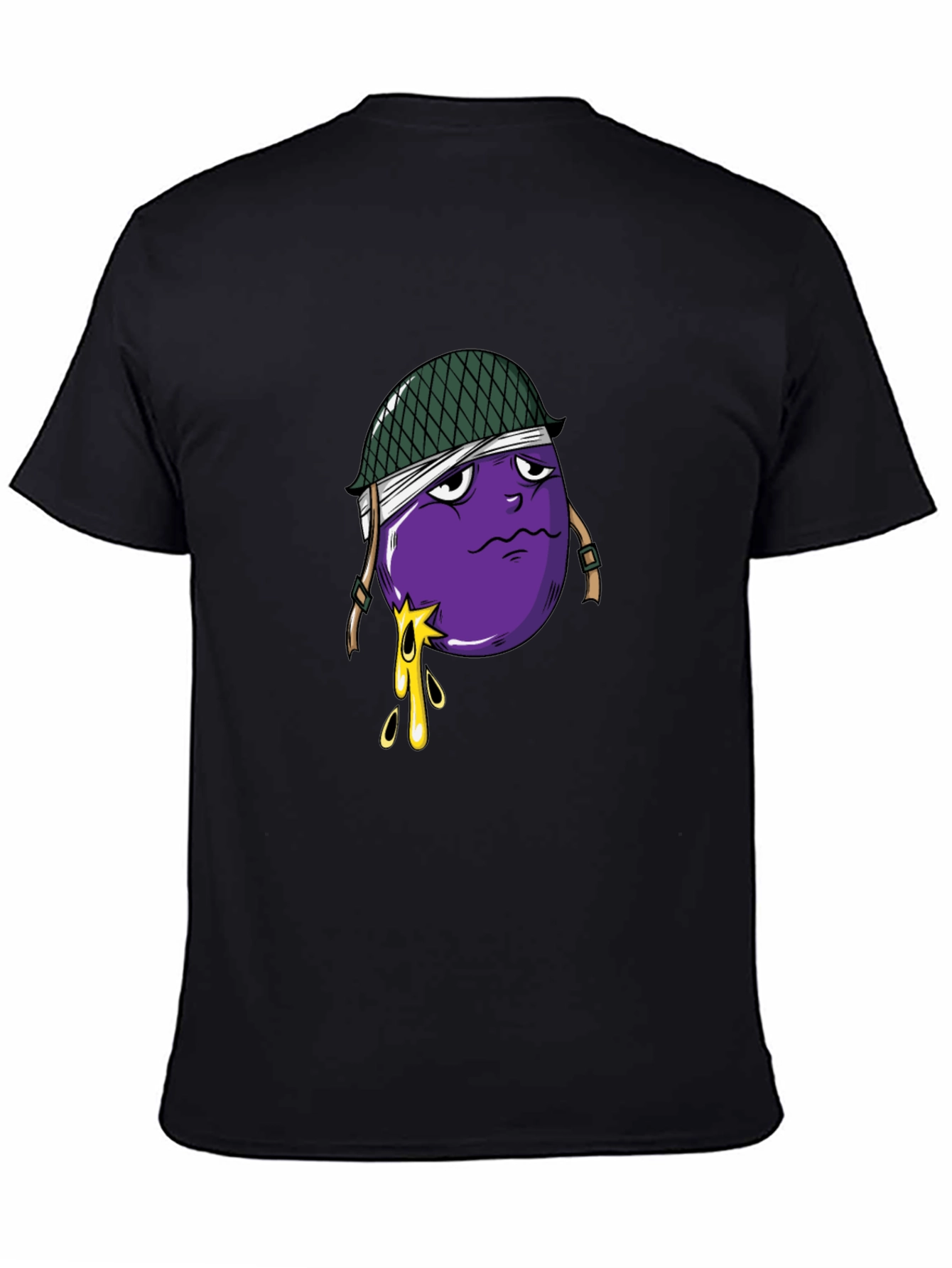 Eggplant Soldier Graphic Tee - Black Cotton T-Shirt