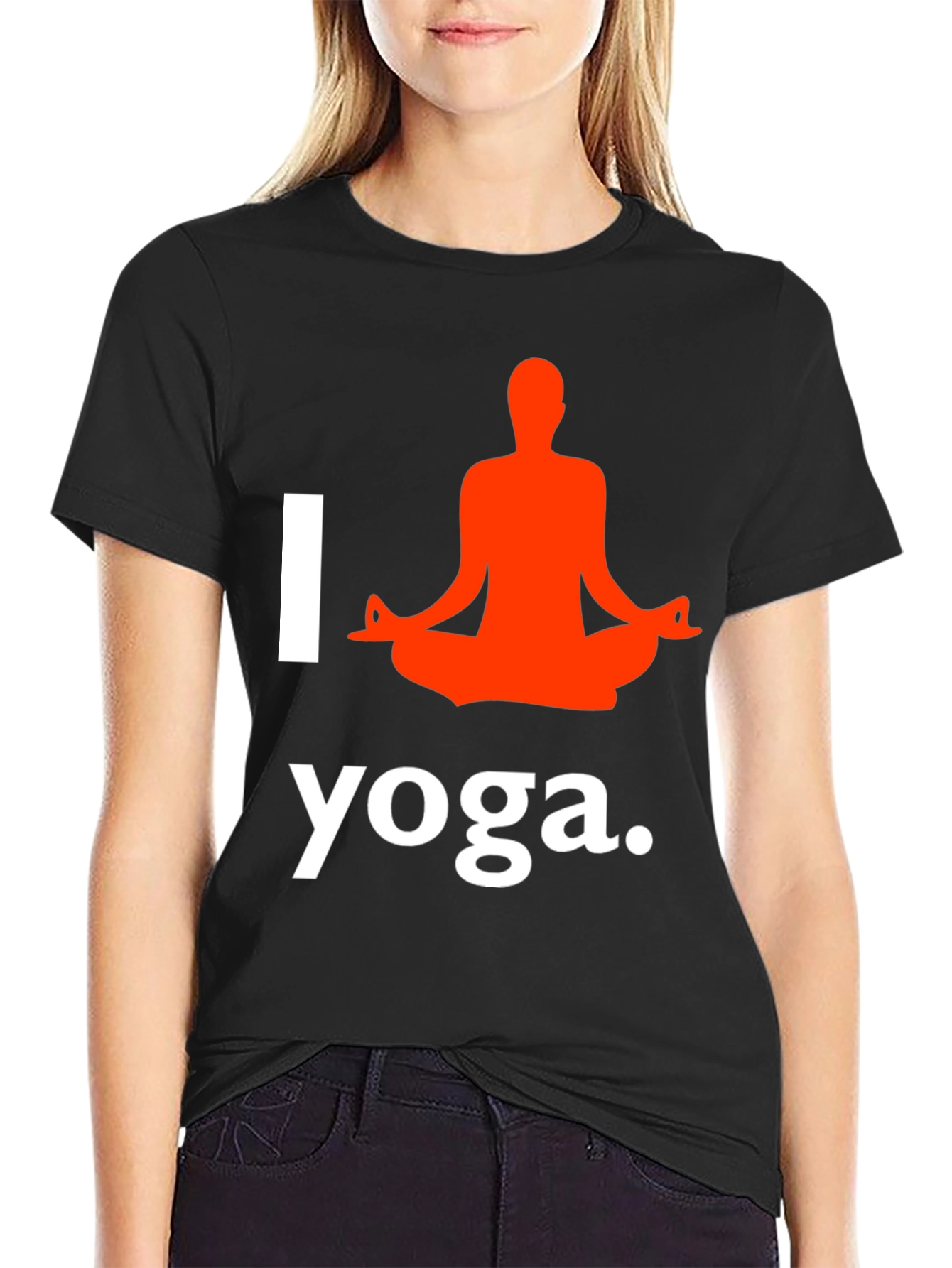 I Love Yoga T-Shirt Black Cotton Blend Graphic Tee