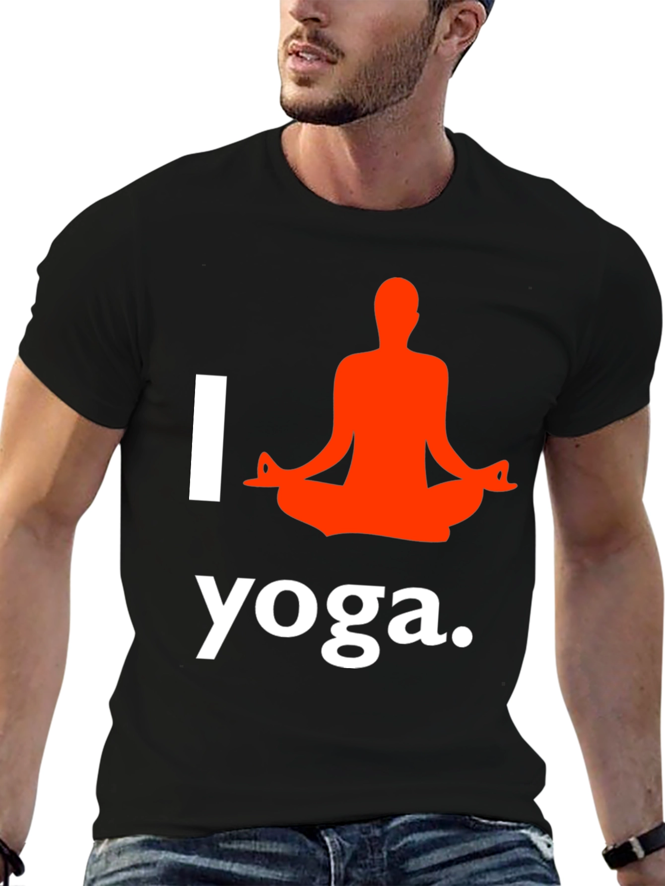 I Love Yoga T-Shirt Black Cotton Blend Graphic Tee