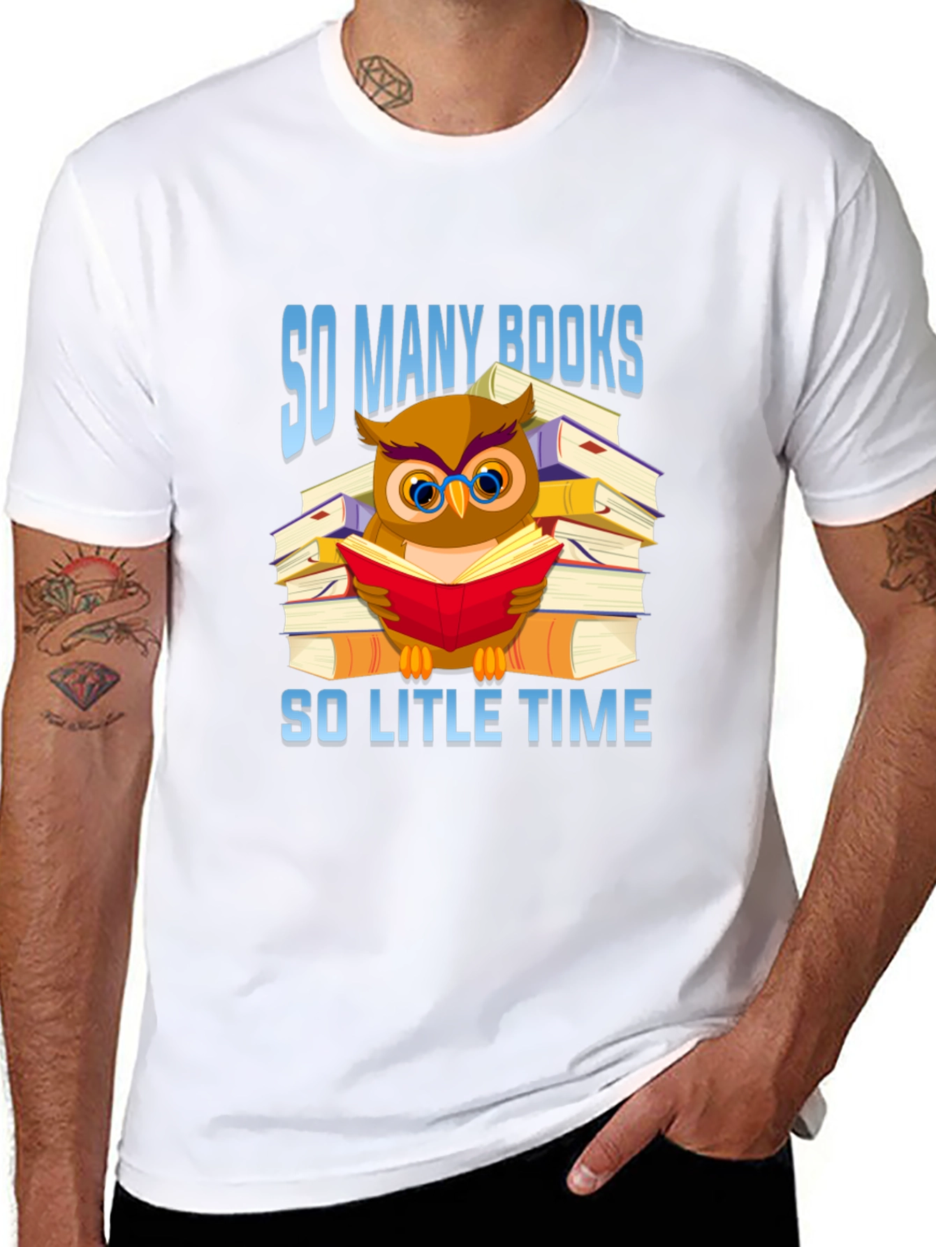 Book Lover T-Shirt: Owl Reading Book Design