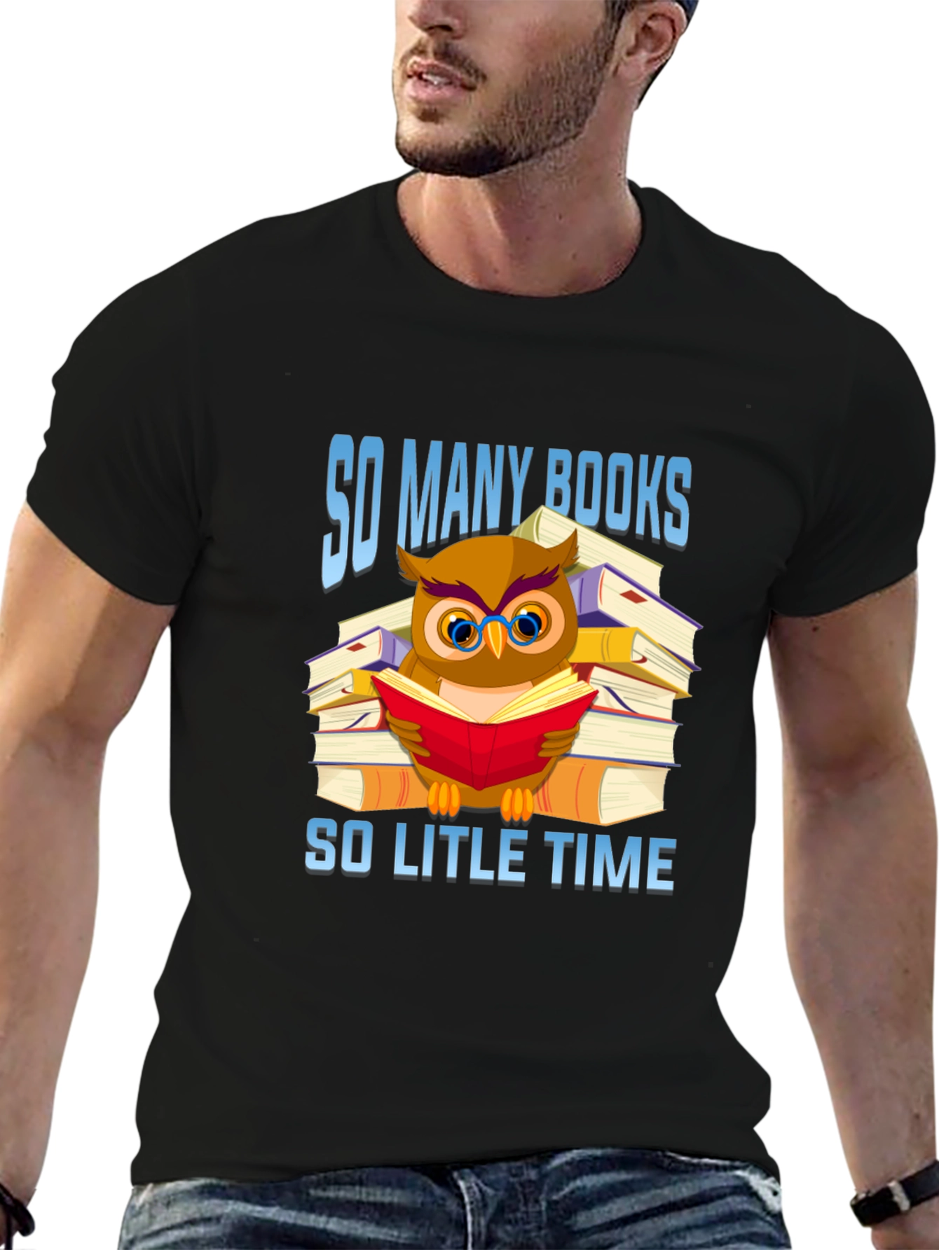 Book Lover T-Shirt: Owl Reading Book Design