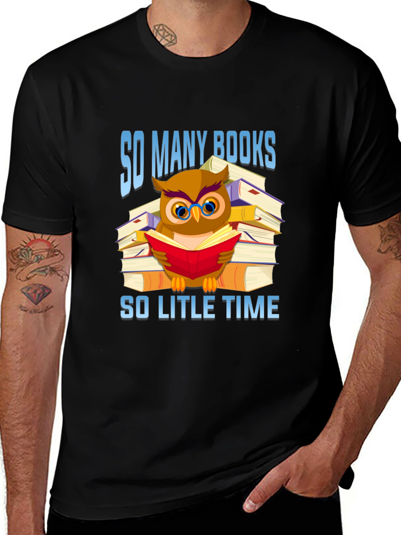 Book Lover T-Shirt: Owl Reading Book Design