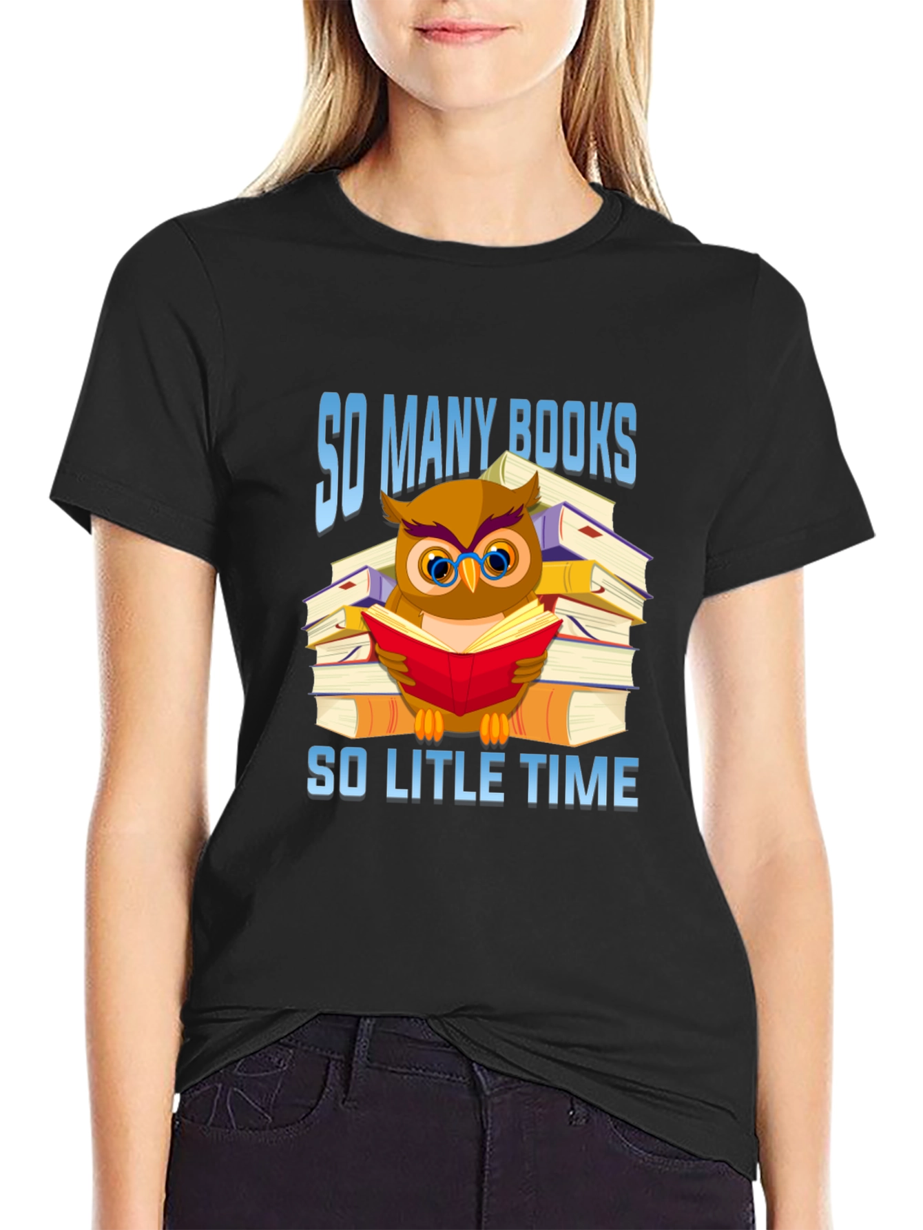 Book Lover T-Shirt: Owl Reading Book Design