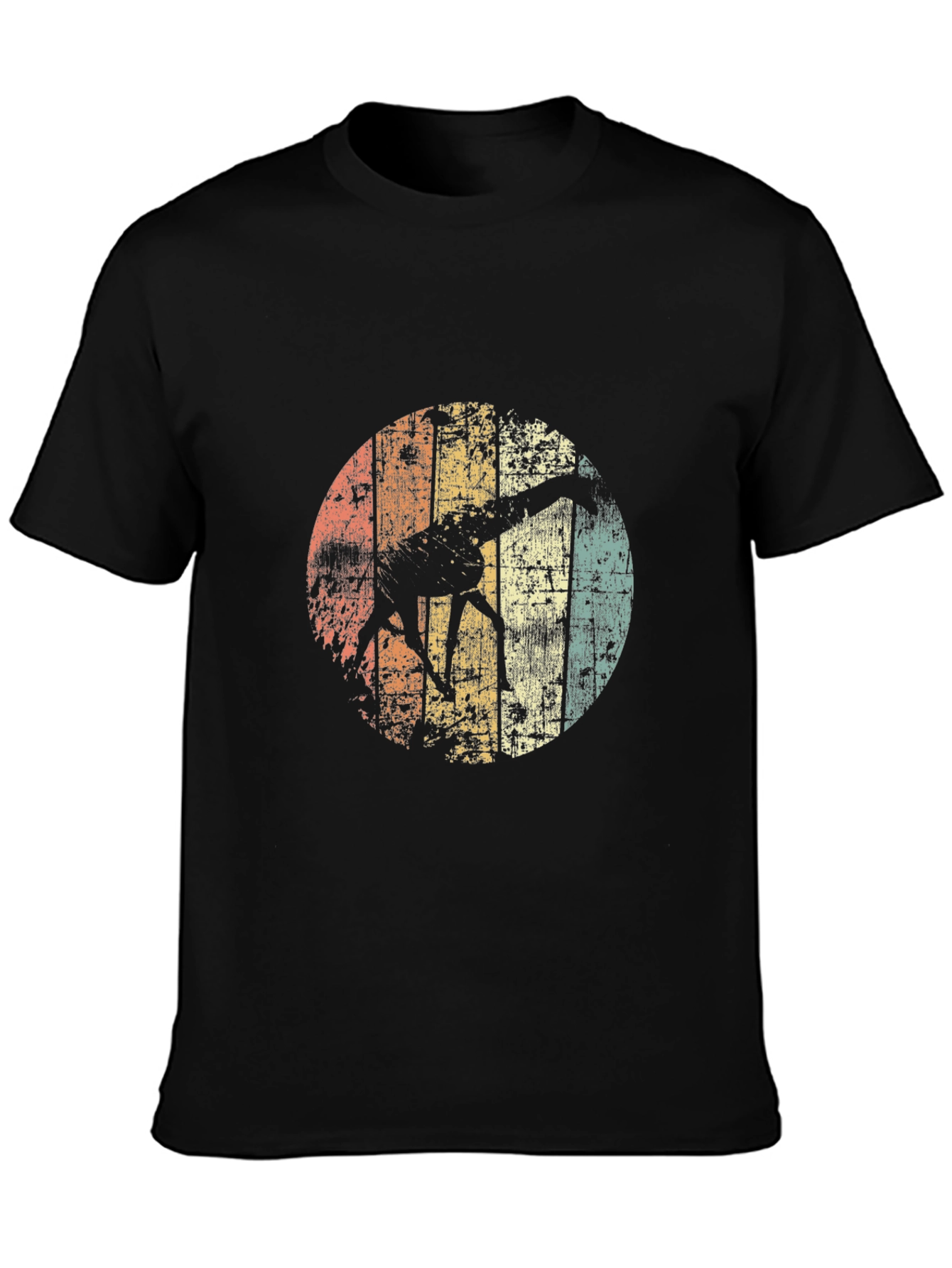 Retro Giraffe Graphic Tee - Black