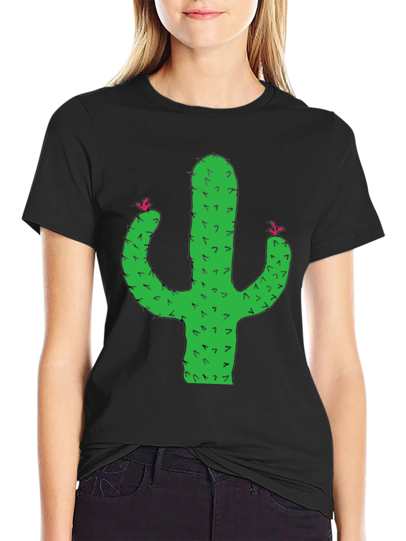 Cactus Graphic Tee - Black Short Sleeve T-Shirt