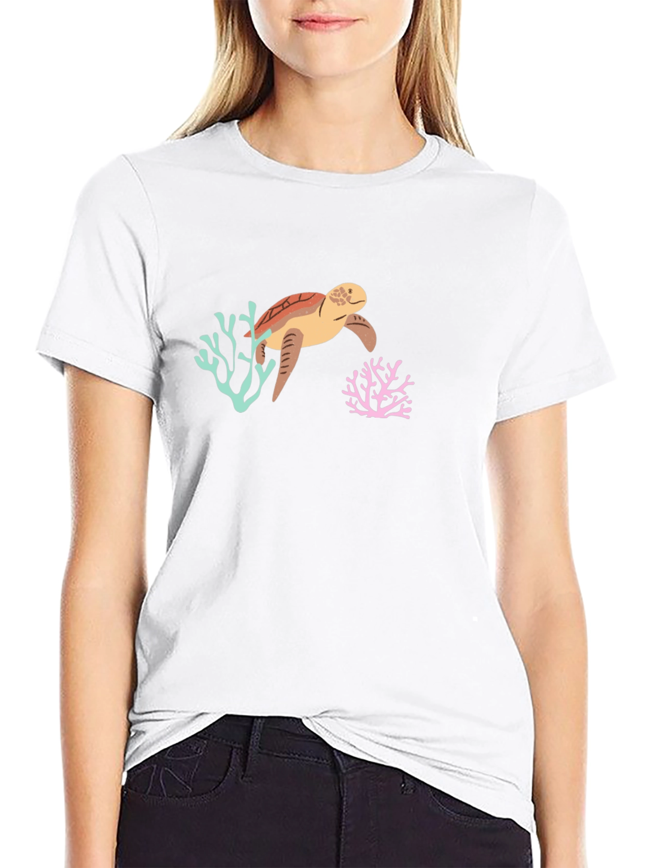 Sea Turtle Graphic Tee - Black Cotton Blend