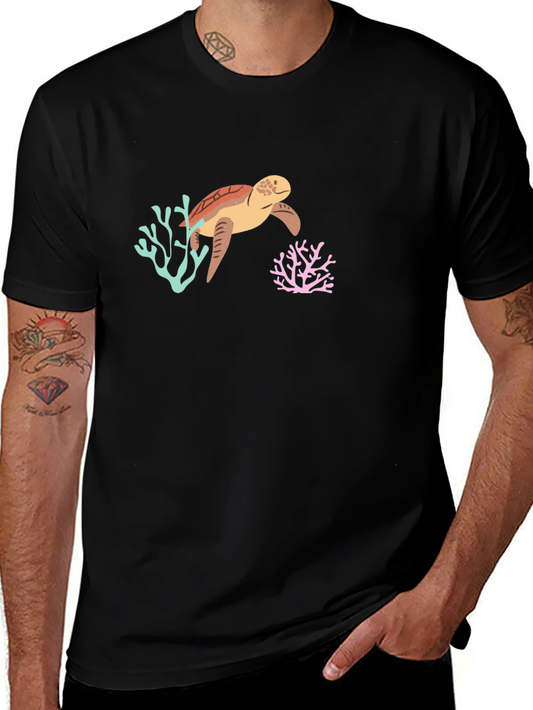 Sea Turtle Graphic Tee - Black Cotton Blend