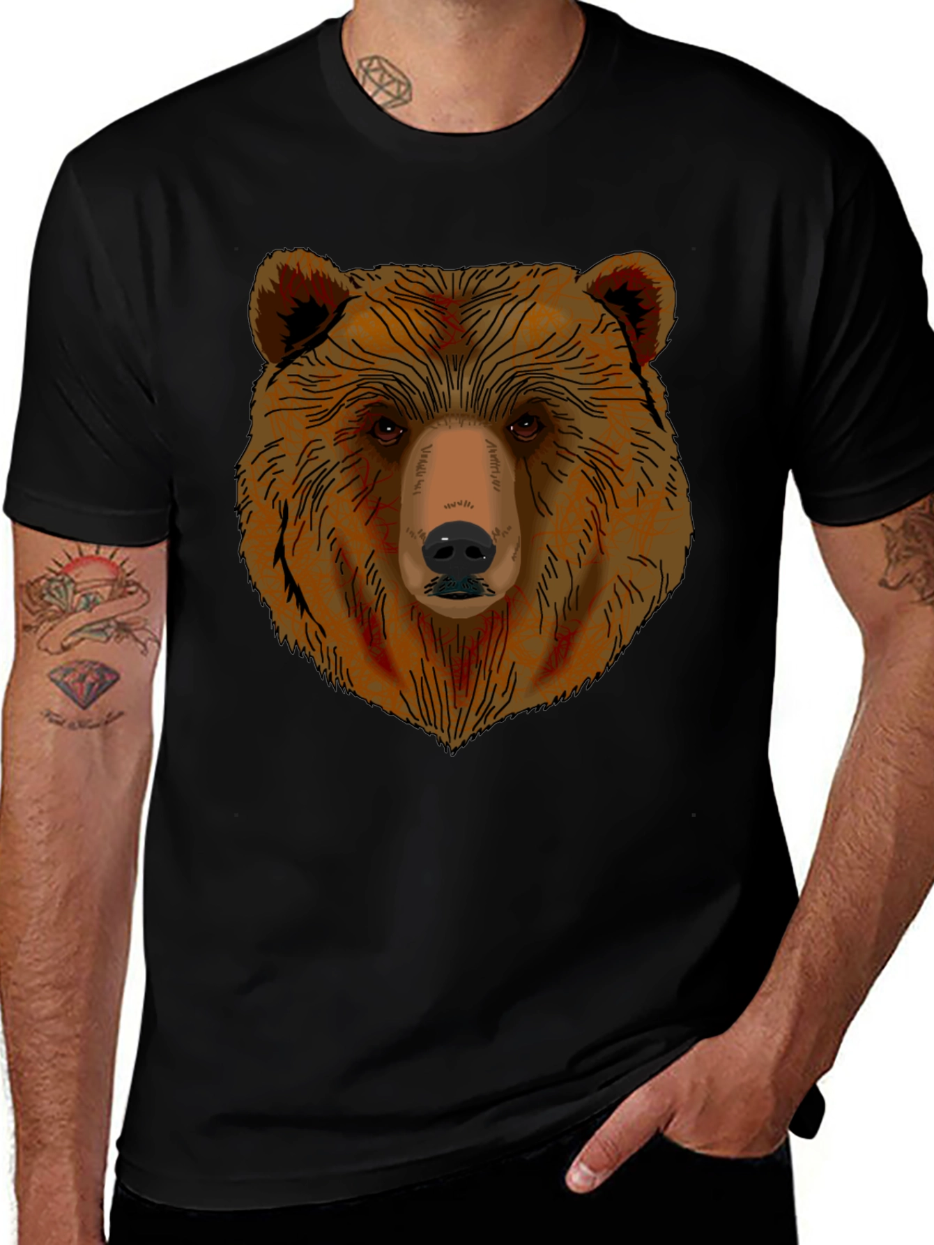 Bear Graphic T-Shirt - Mens Black Tee