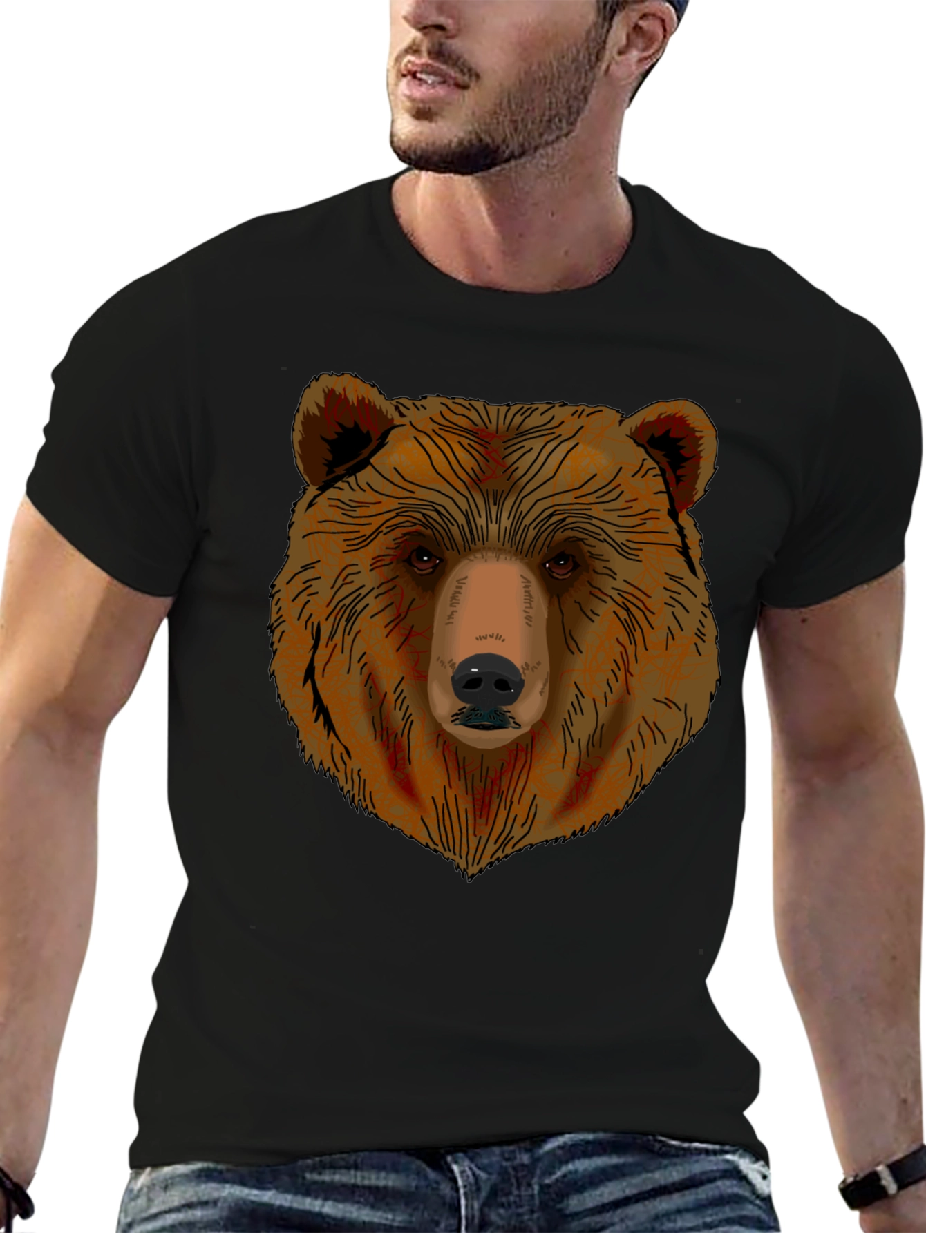Bear Graphic T-Shirt - Mens Black Tee