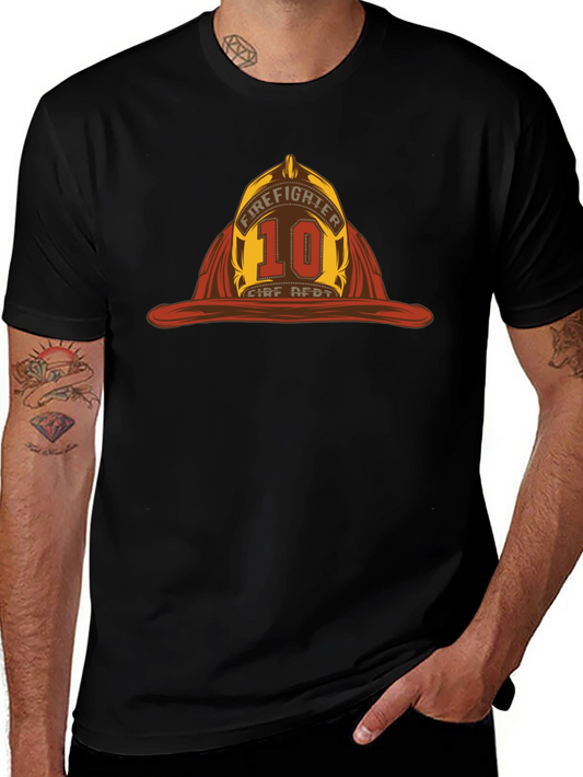 Firefighter Helmet Graphic Black T-Shirt