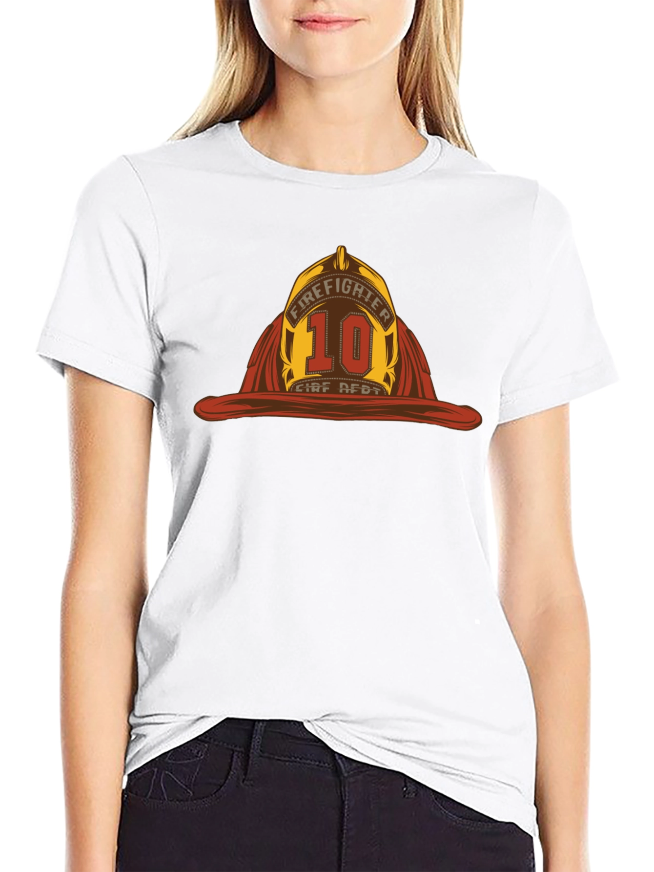 Firefighter Helmet Graphic Black T-Shirt