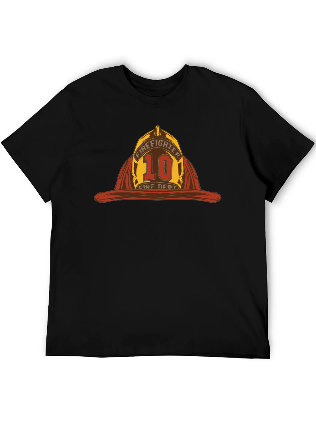 Firefighter Helmet Graphic Black T-Shirt