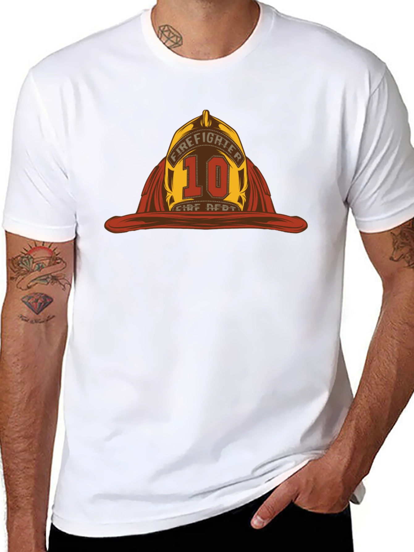 Firefighter Helmet Graphic Black T-Shirt