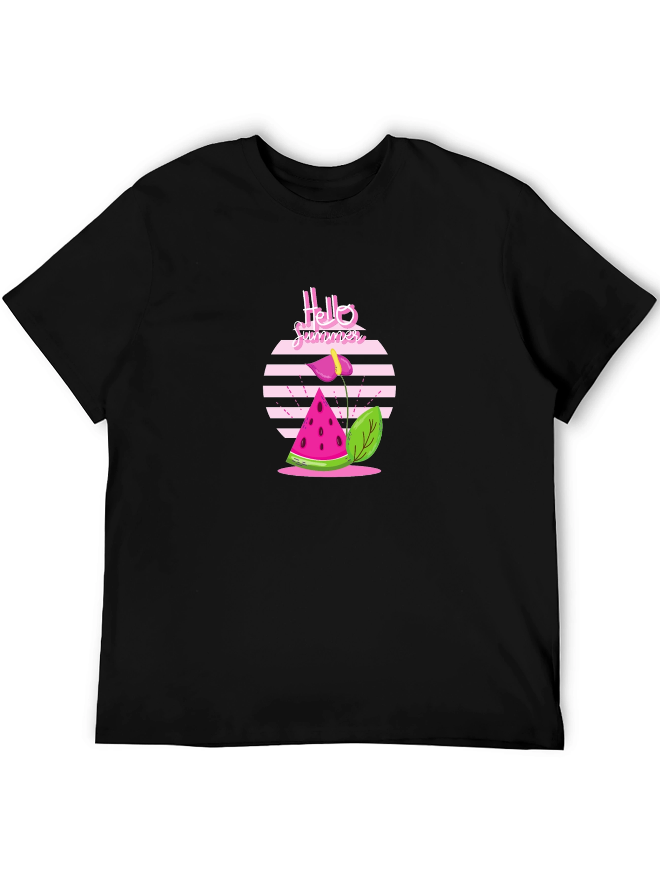 Hello Summer Graphic Tee - Casual Black T-Shirt