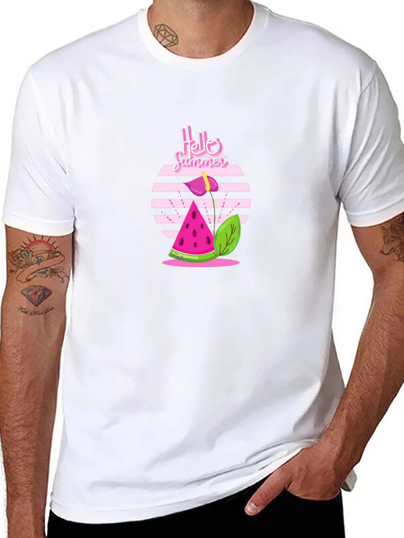 Hello Summer Graphic Tee - Casual Black T-Shirt