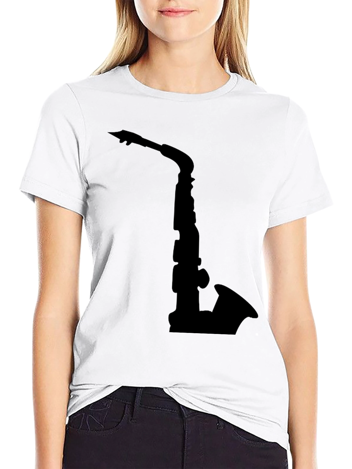 Saxophone Graphic Tee - Black Cotton Comfort
